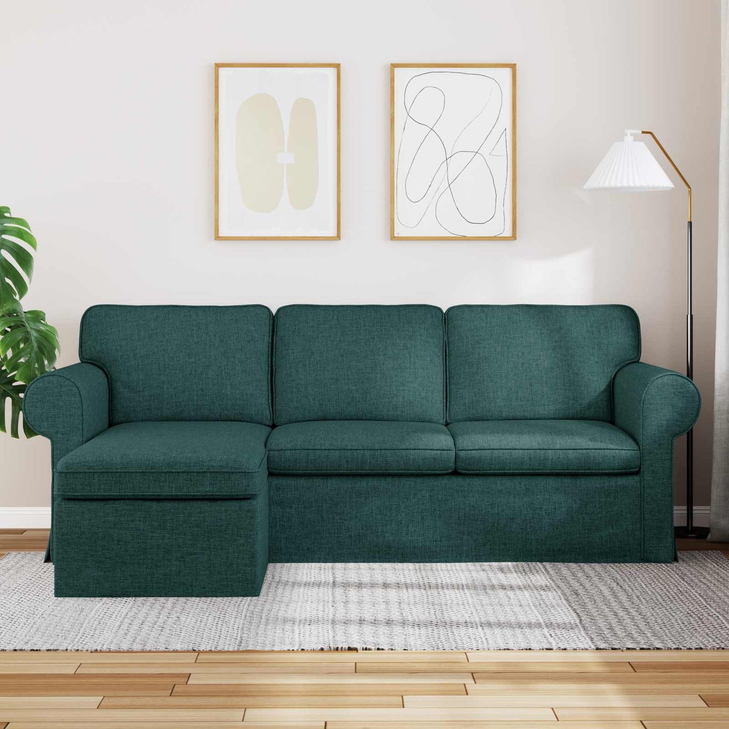 Sofa Dunkelgrün 215 x 138 x 80 cm Stoff