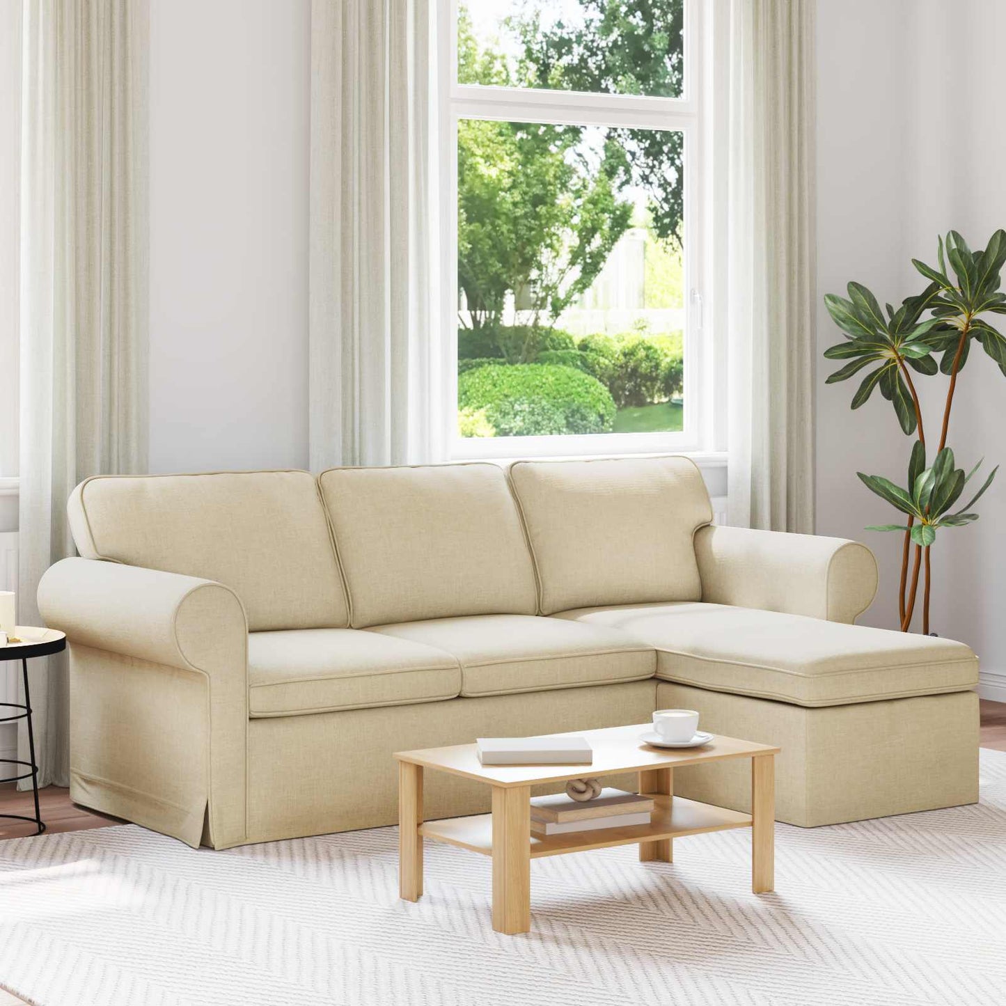 Sofa Creme 215 x 138 x 80 cm Stoff