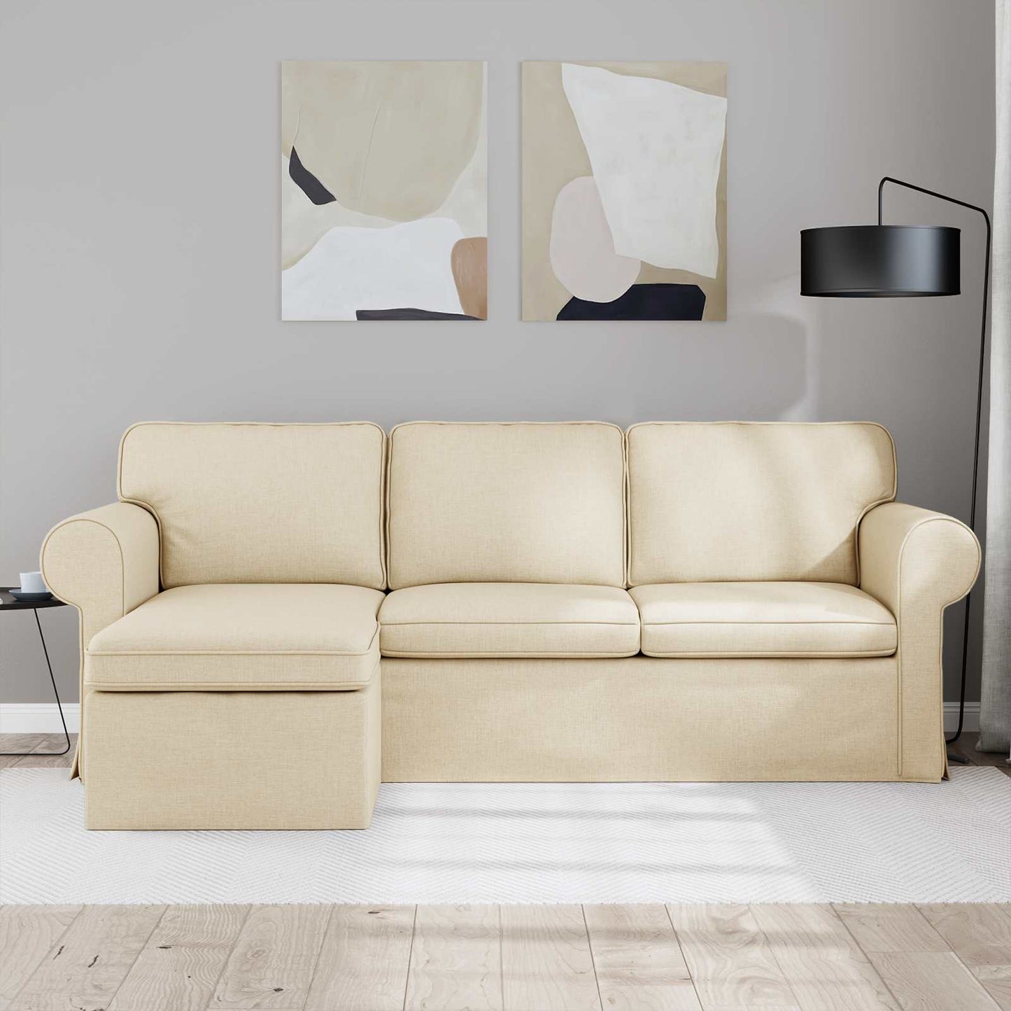 Sofa Creme 215 x 138 x 80 cm Stoff