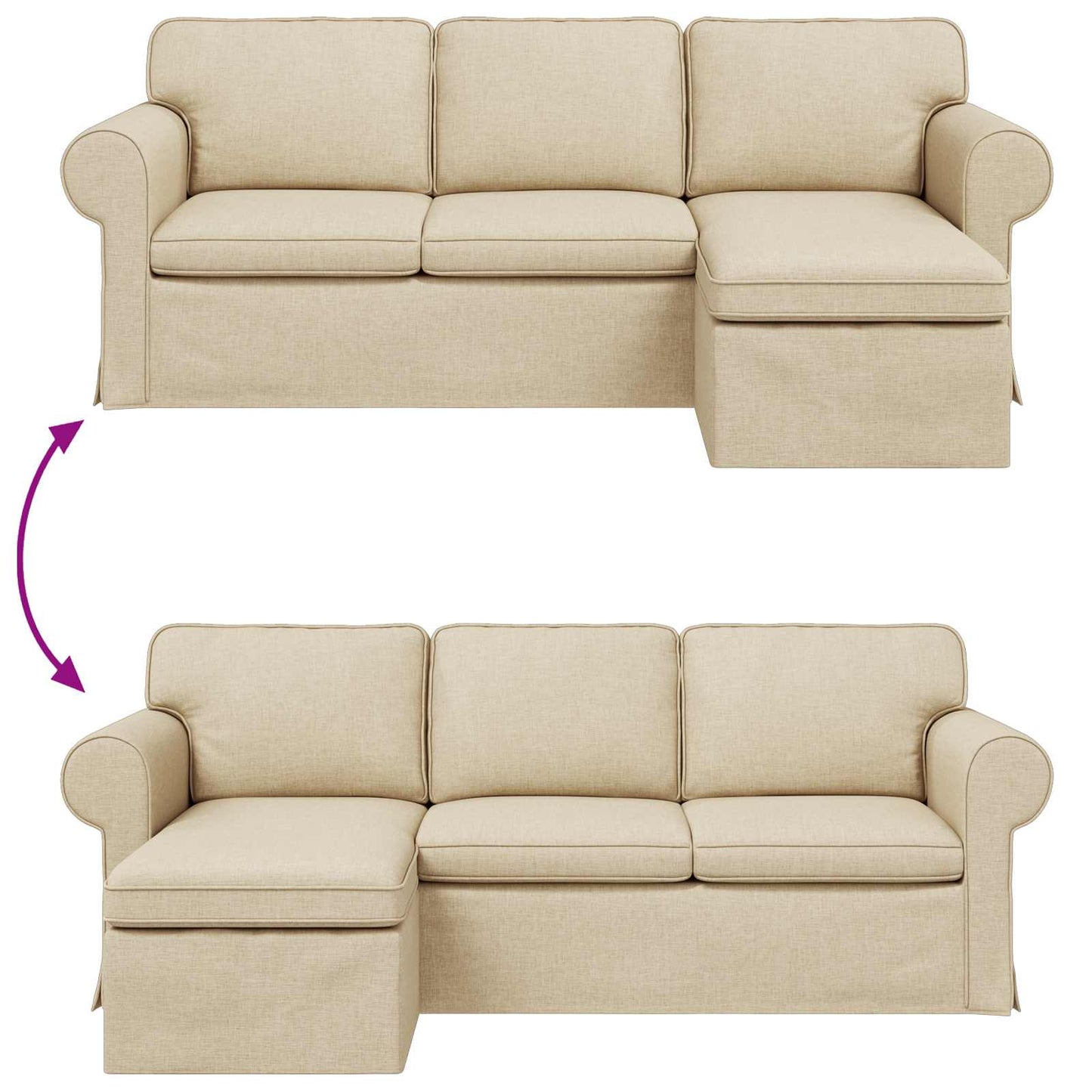 Sofa Creme 215 x 138 x 80 cm Stoff