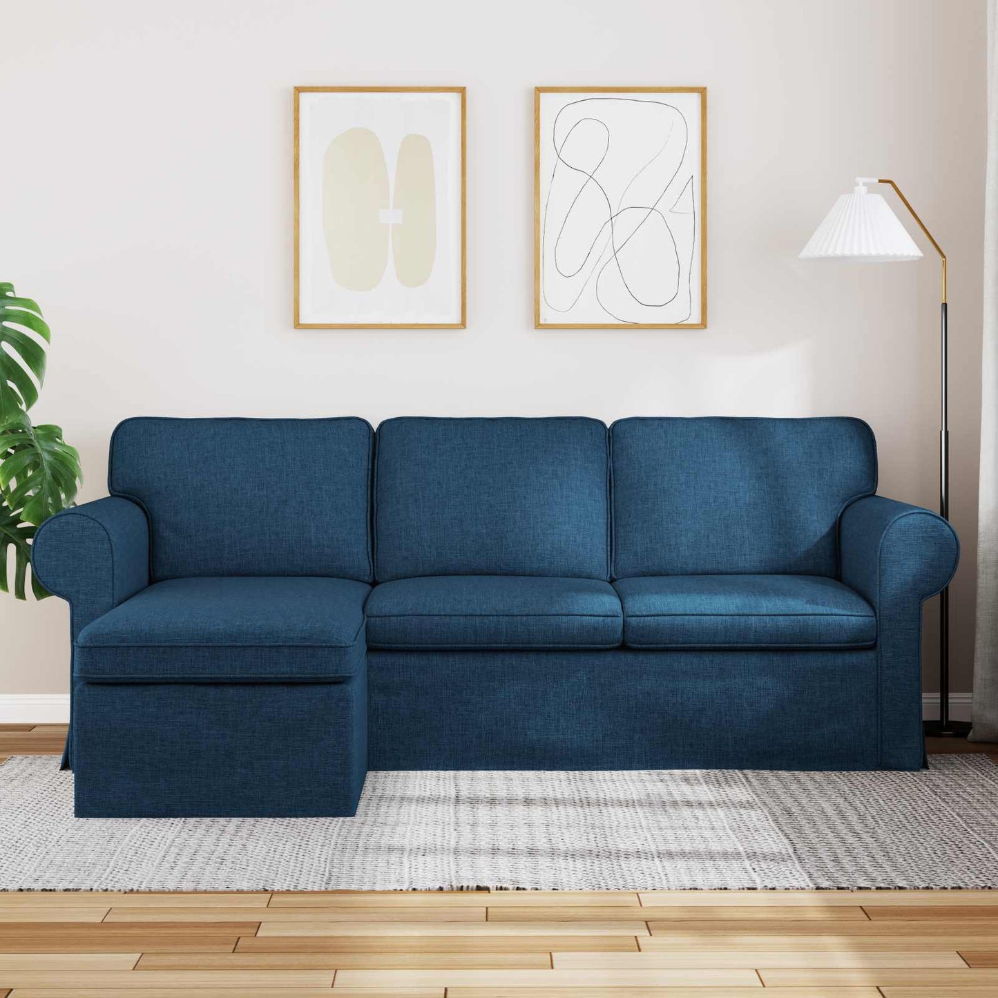 Sofa Blau 215 x 138 x 80 cm Stoff