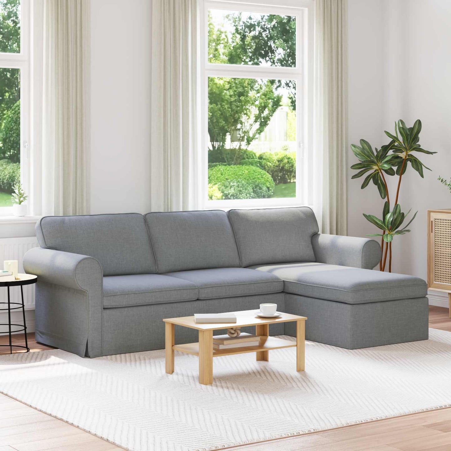Sofa Hellgrau 245 x 138 x 80 cm Stoff