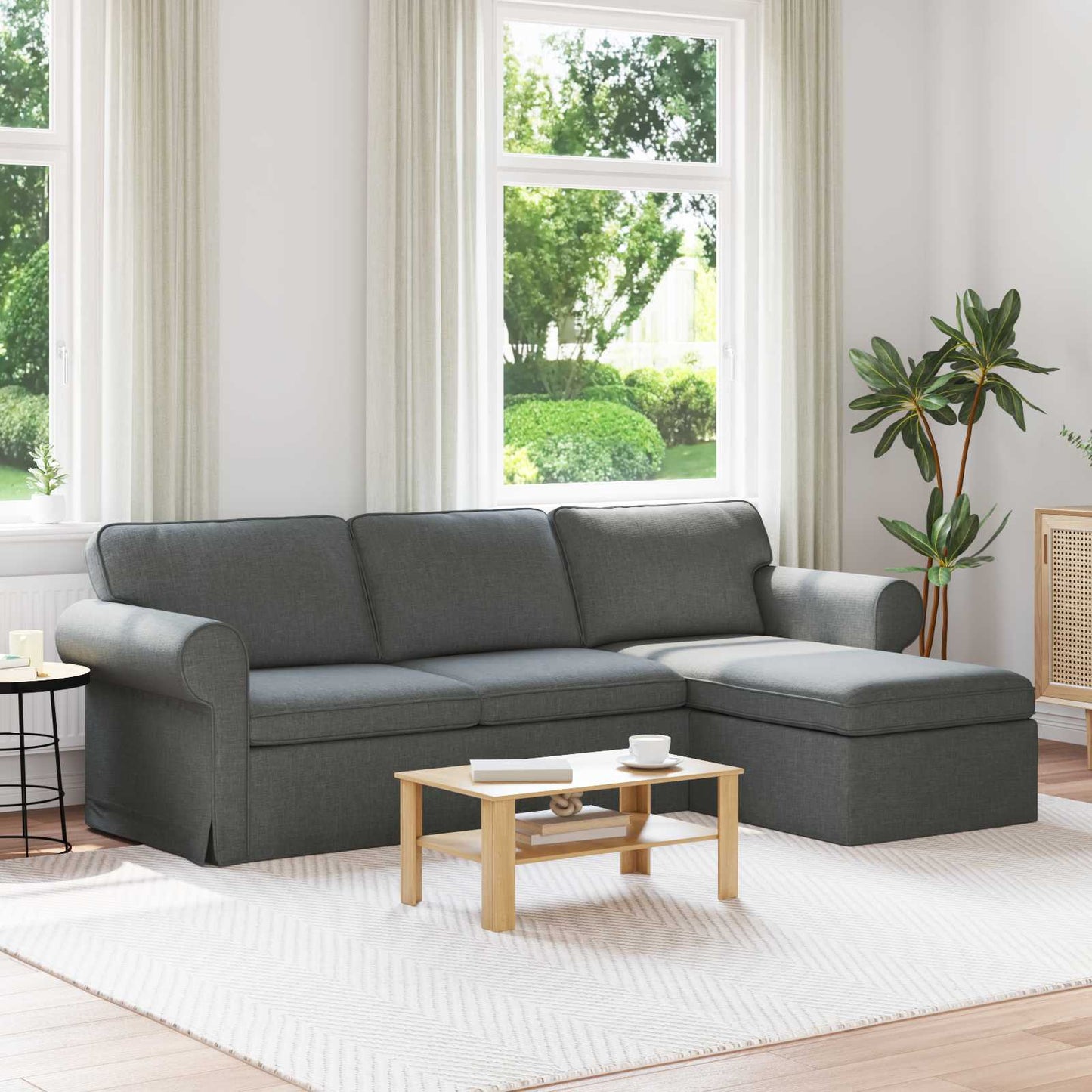 Sofa Dunkelgrau 245 x 138 x 80 cm Stoff
