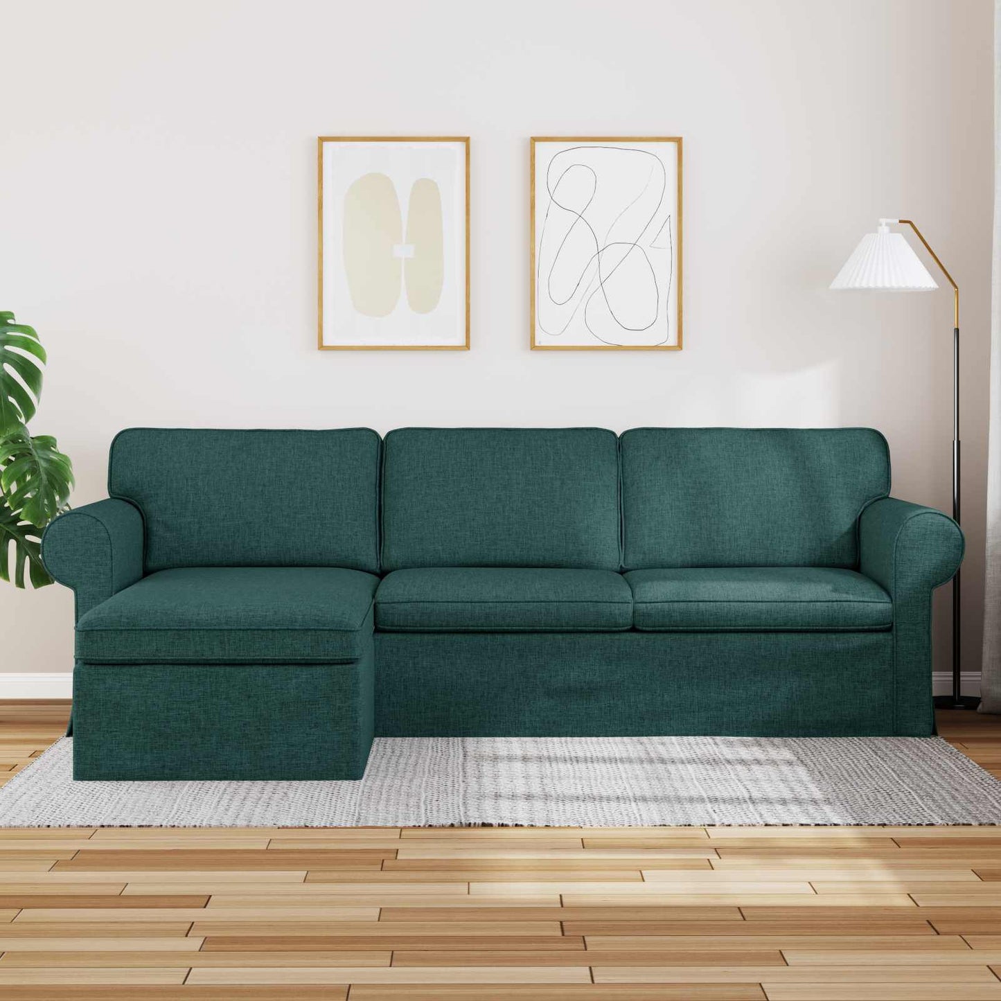 Sofa Dunkelgrün 245 x 138 x 80 cm Stoff