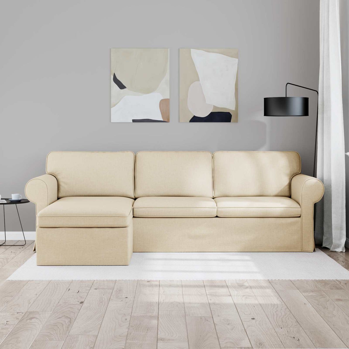 Sofa Creme 245 x 138 x 80 cm Stoff