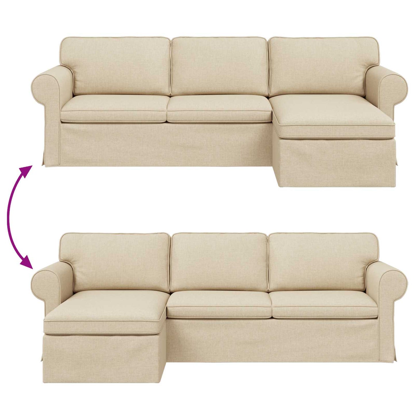 Sofa Creme 245 x 138 x 80 cm Stoff