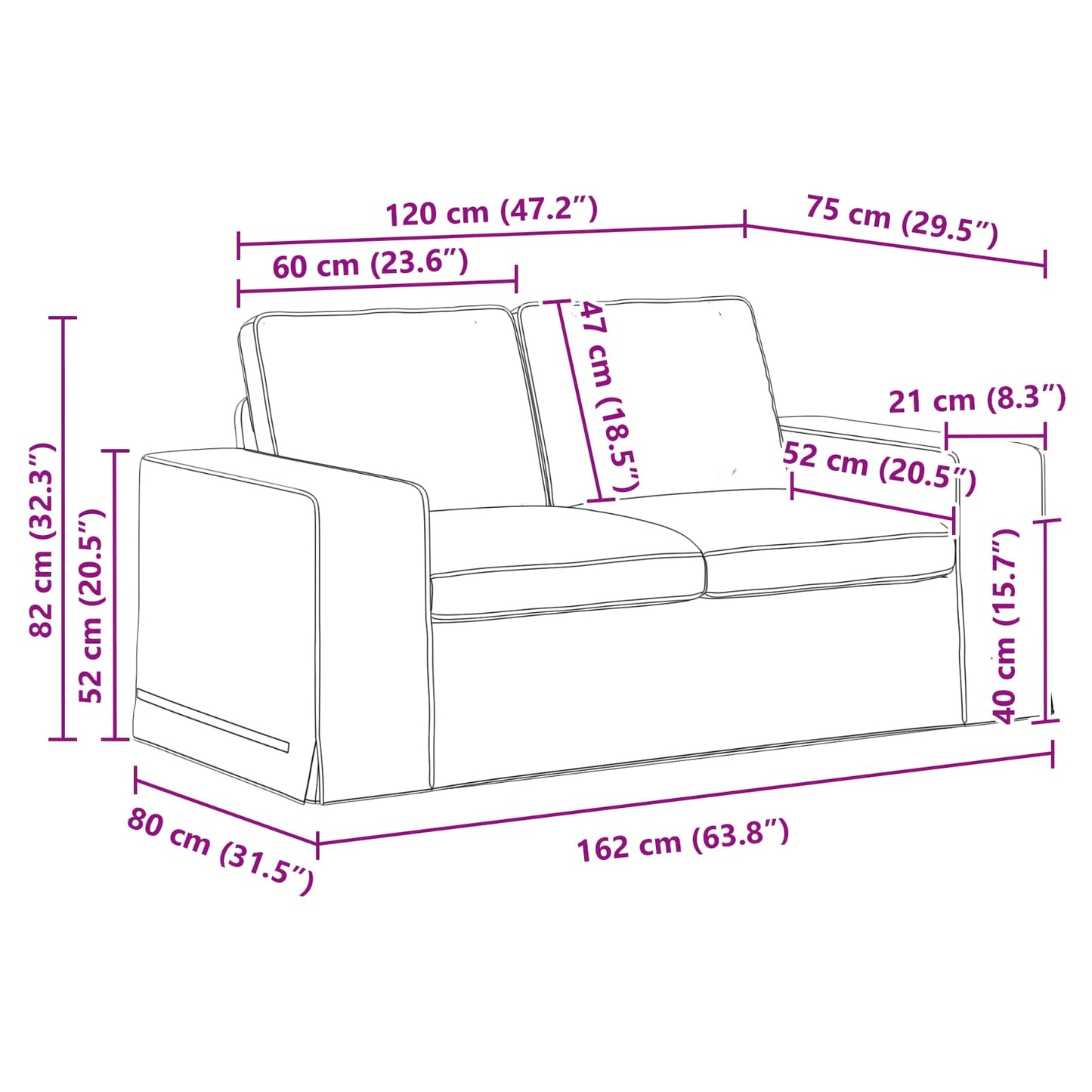 Sofa Dunkelgrün 162 x 80 x 82 cm Stoff