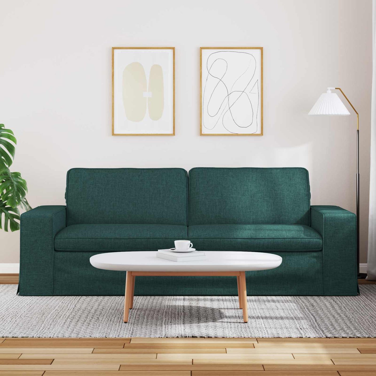 Sofa Dunkelgrün 222 x 80 x 82 cm Stoff