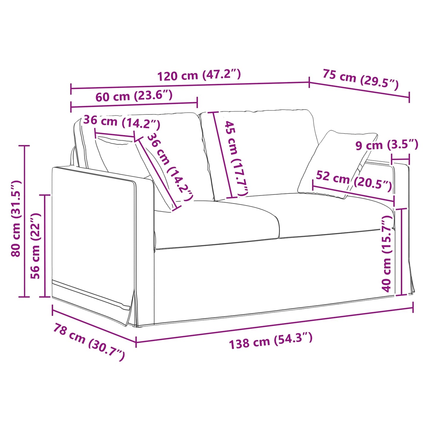 Sofa Hellgrün 138 x 78 x 80 cm Samt