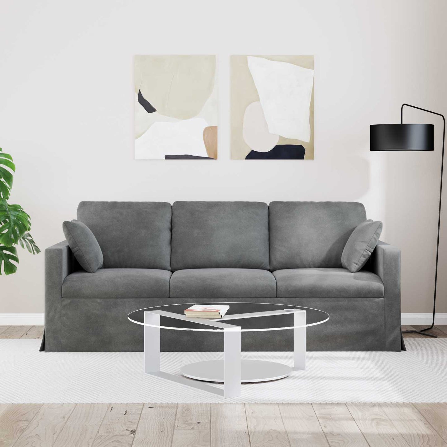 Sofa Dunkelgrau 198 x 78 x 80 cm Samt