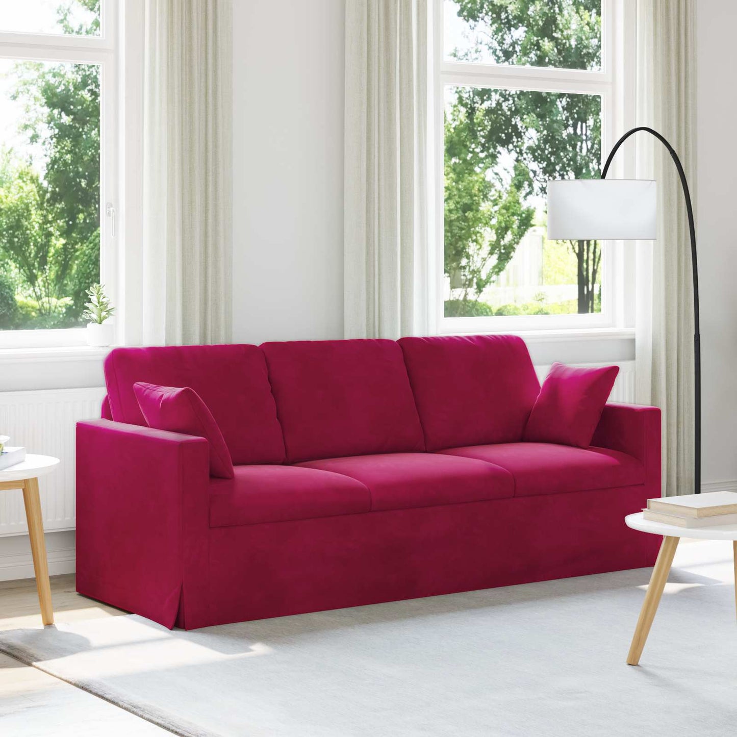 Sofa Weinrot 198 x 78 x 80 cm Samt