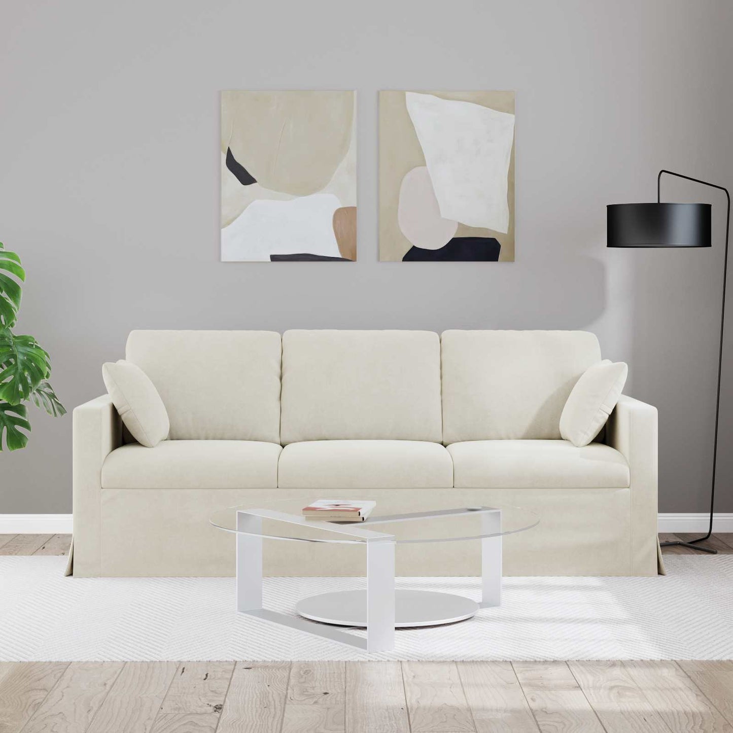 Sofa Creme 198 x 78 x 80 cm Samt