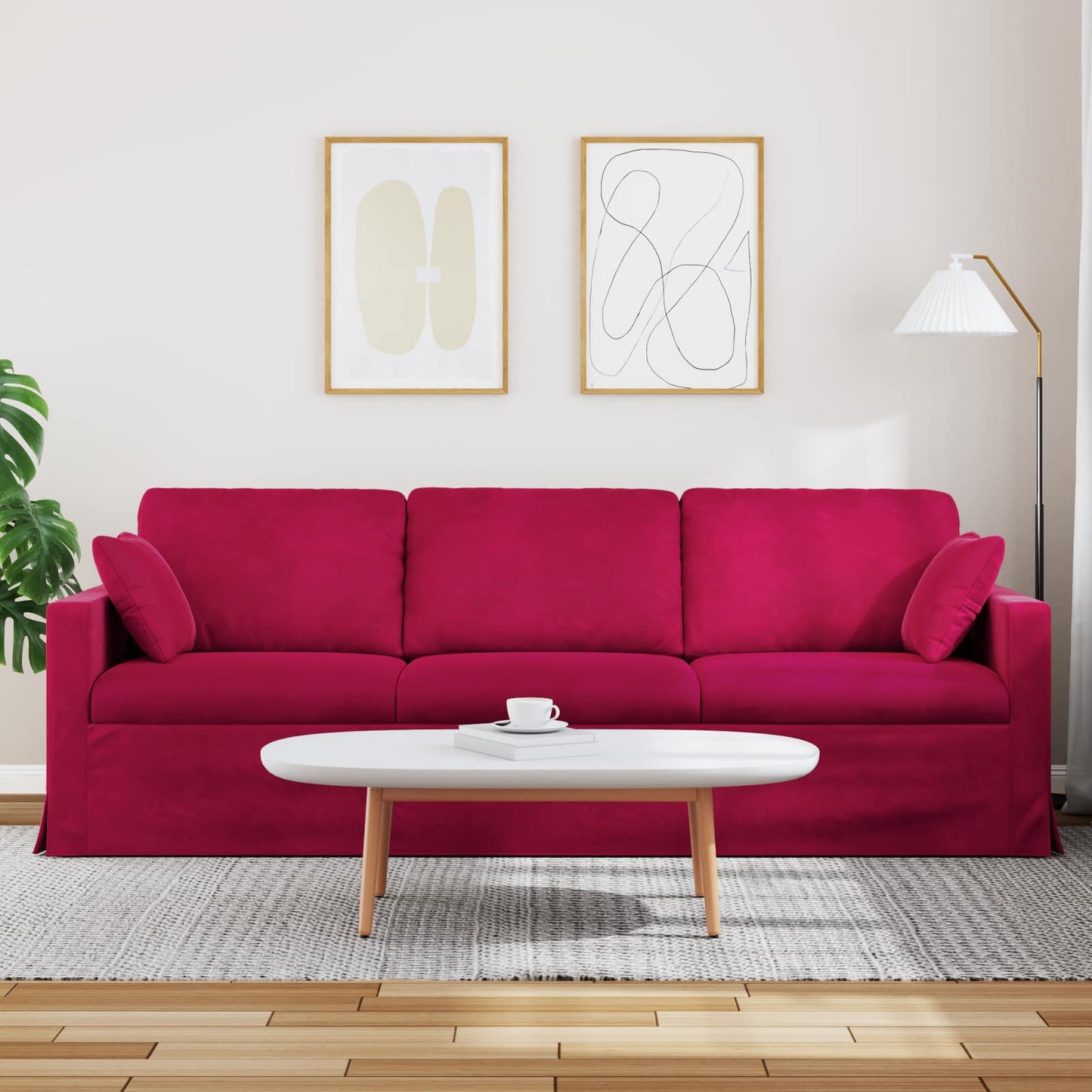 Sofa Weinrot 228 x 78 x 80 cm Samt