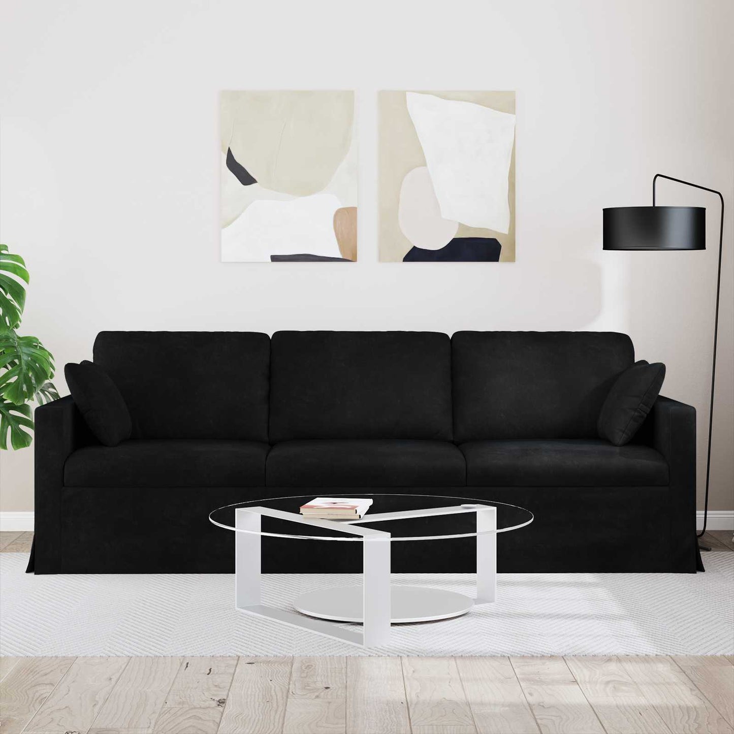 Sofa Schwarz 228 x 78 x 80 cm Samt
