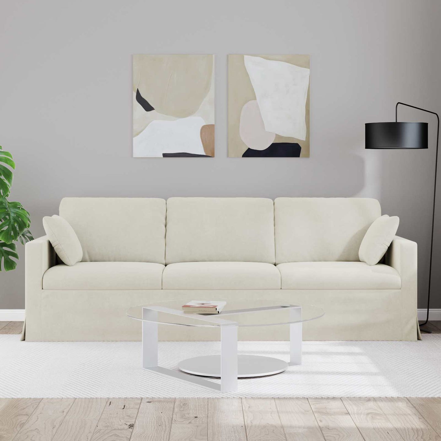 Sofa Creme 228 x 78 x 80 cm Samt