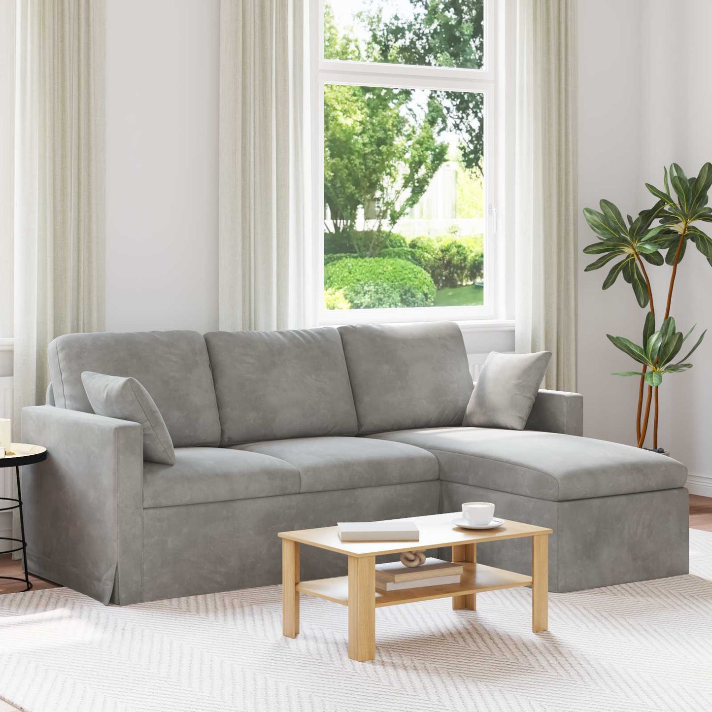 Sofa Hellgrau 198 x 134 x 80 cm Samt