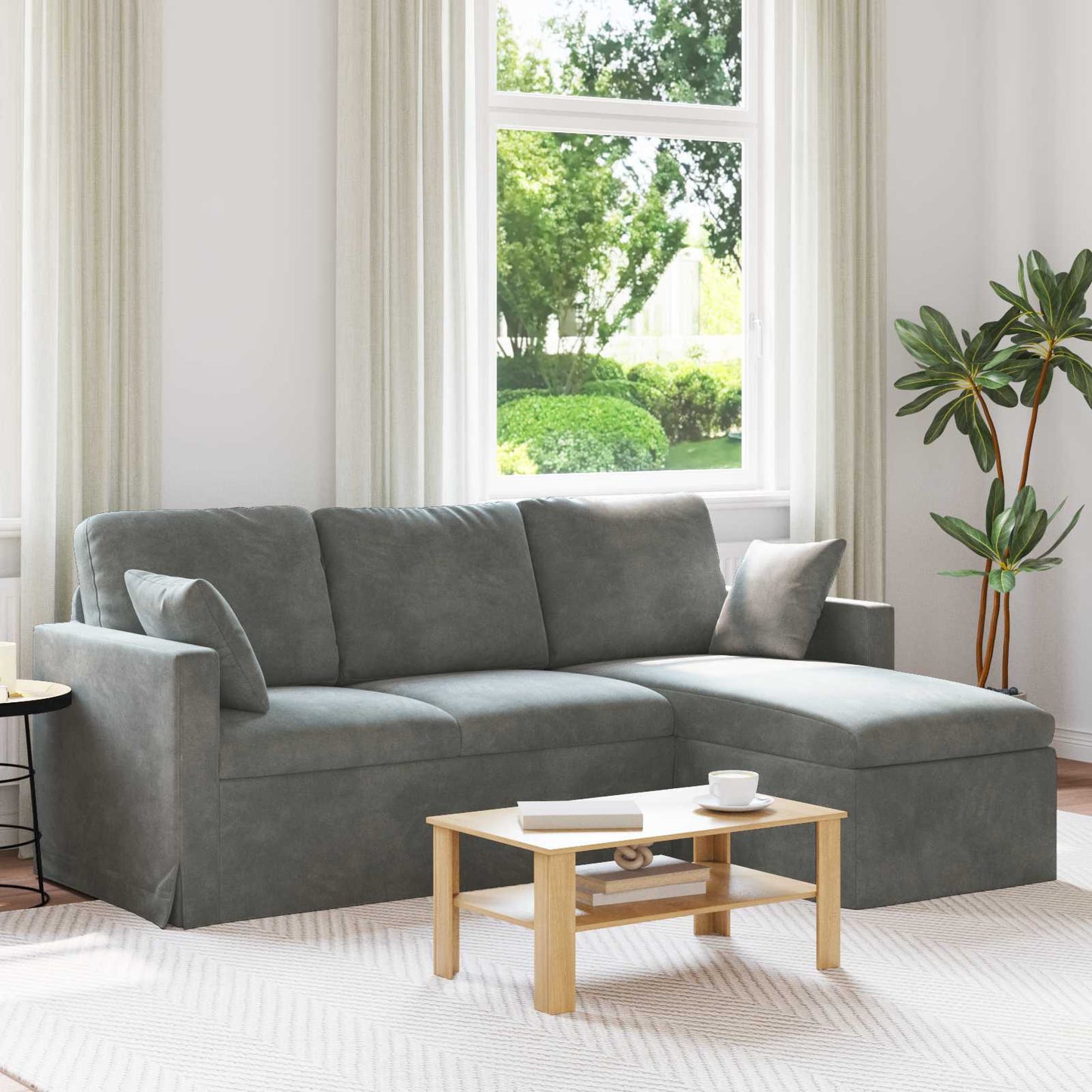 Sofa Dunkelgrau 198 x 134 x 80 cm Samt