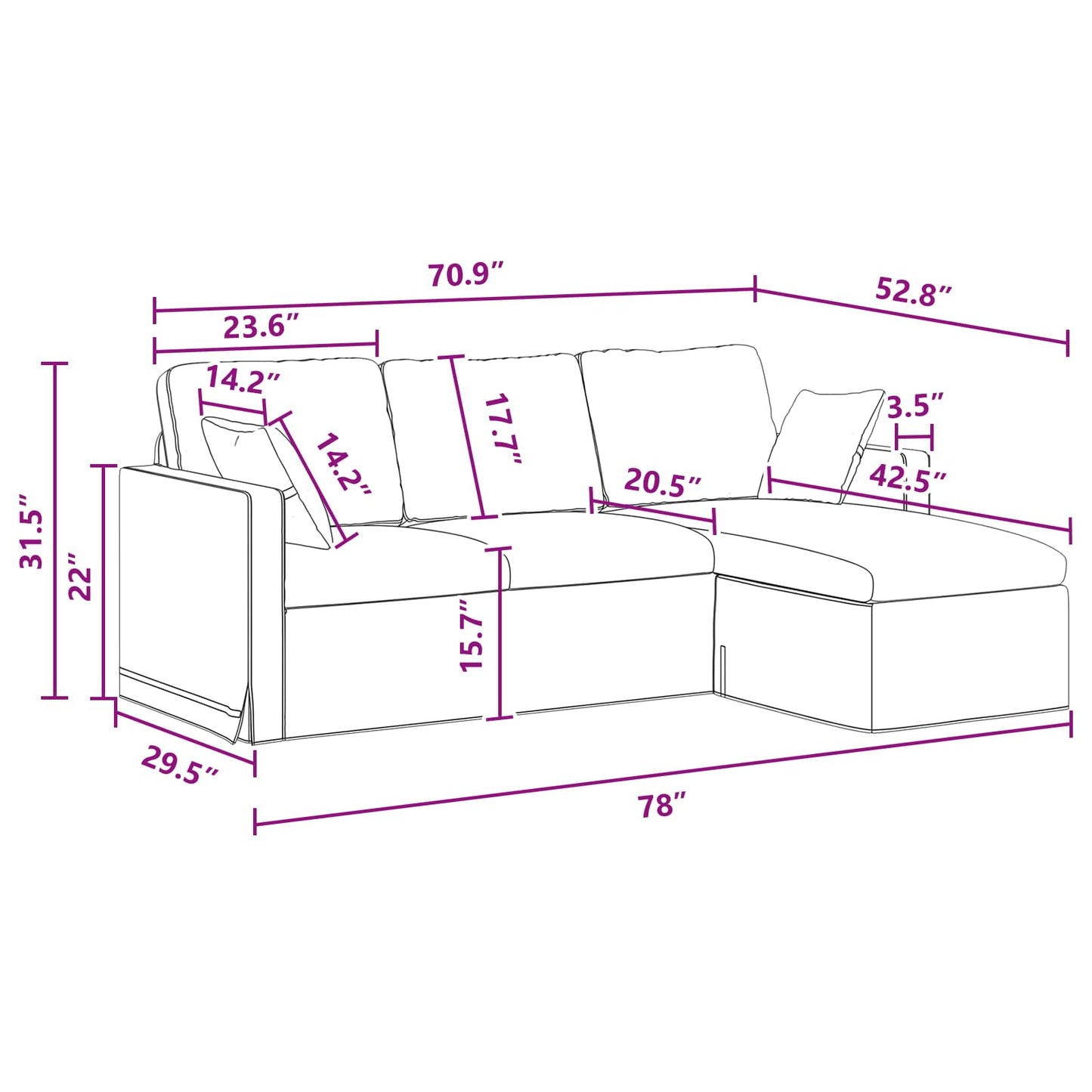 Sofa Dunkelgrau 198 x 134 x 80 cm Samt