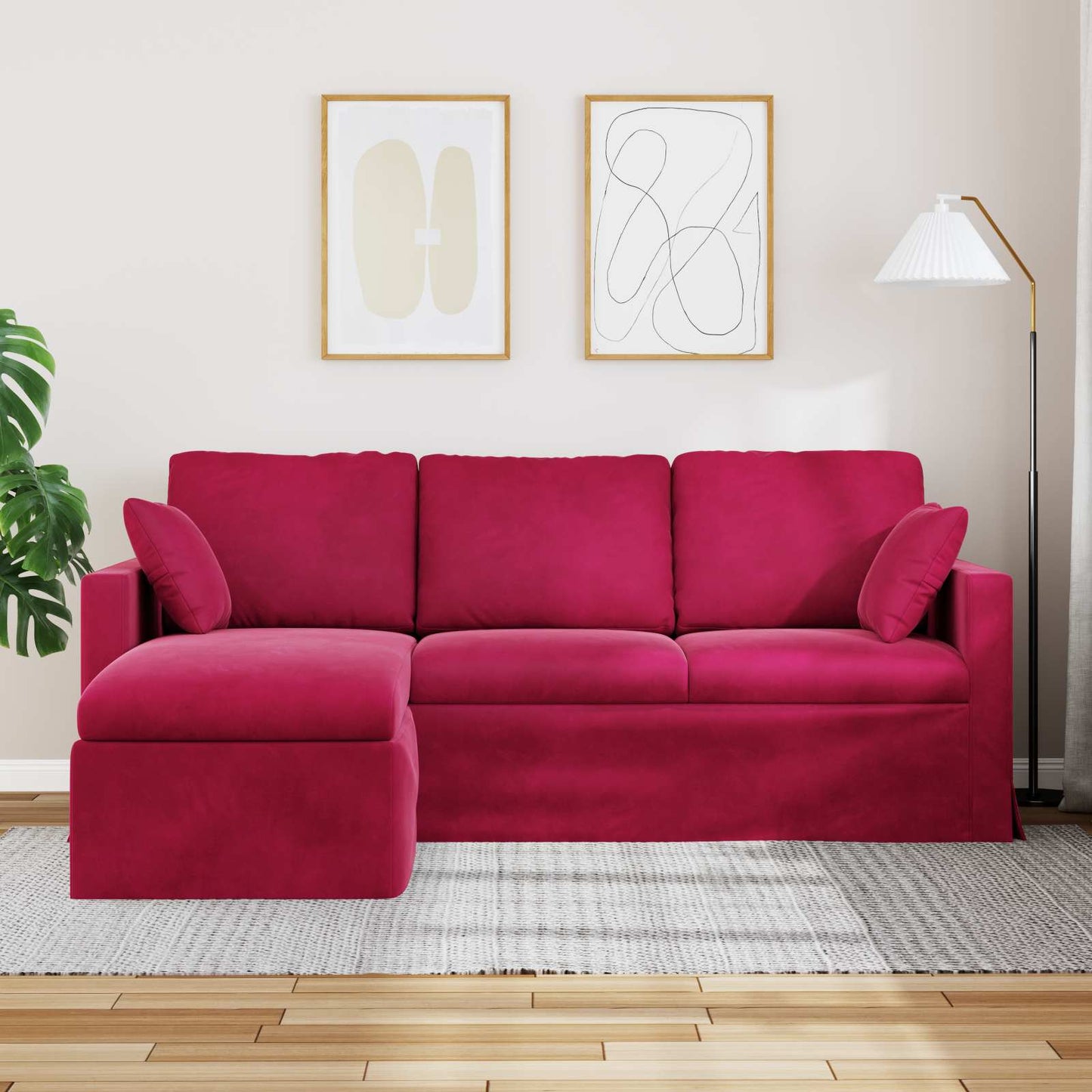 Sofa Weinrot 198 x 134 x 80 cm Samt