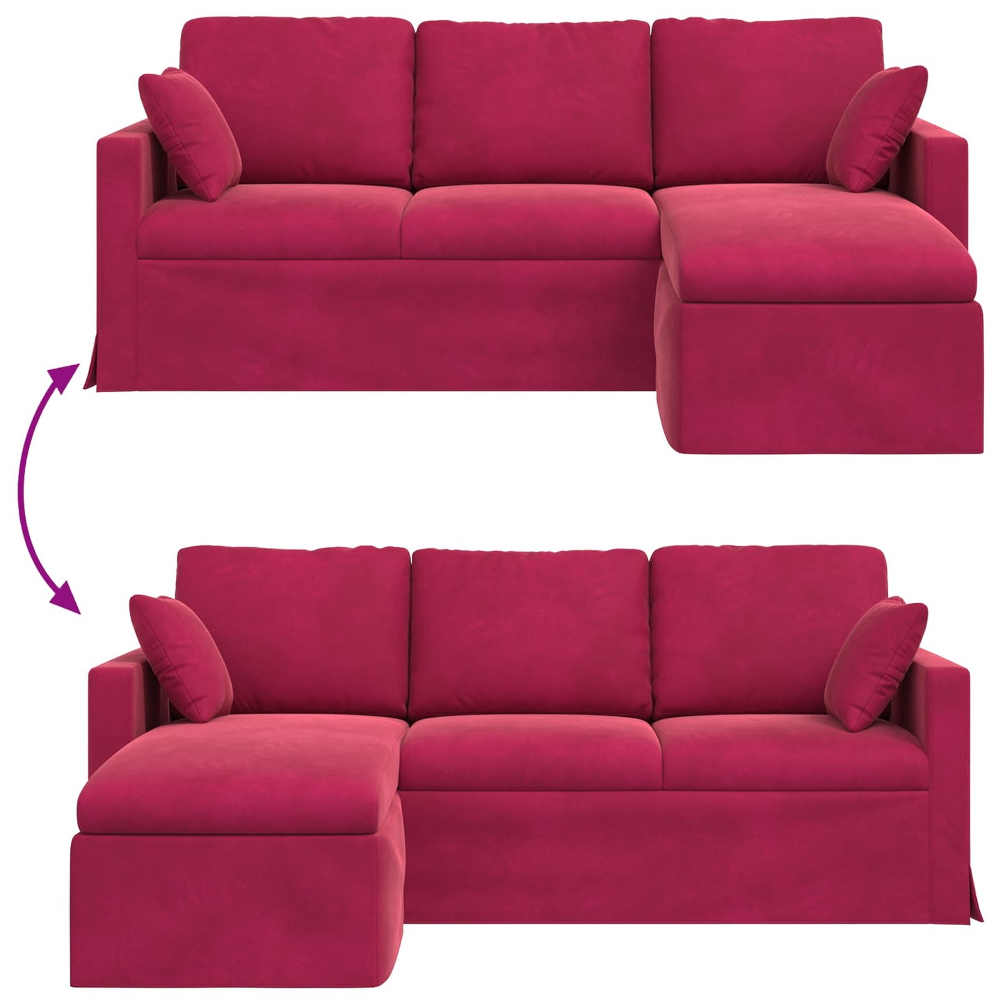 Sofa Weinrot 198 x 134 x 80 cm Samt