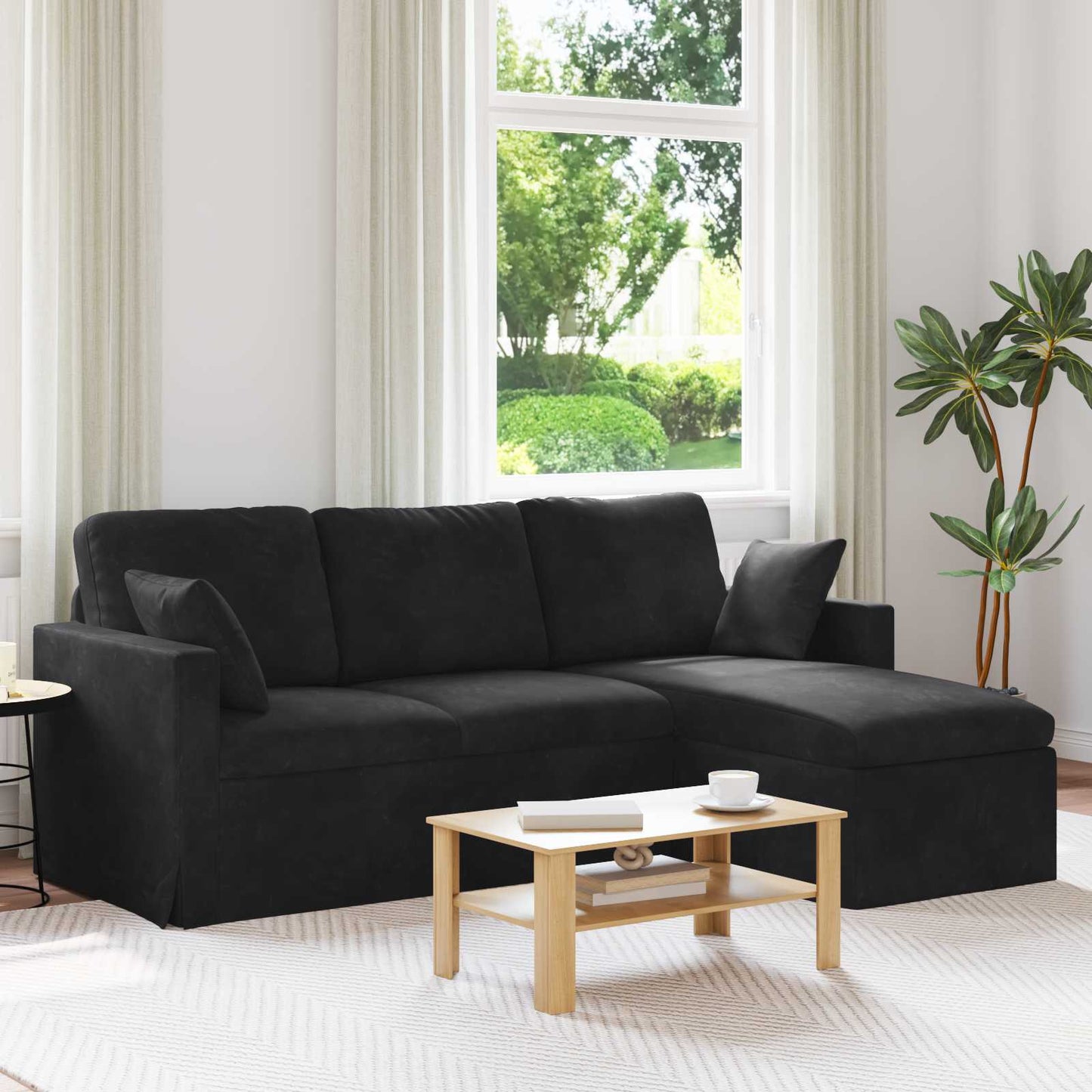 Sofa Schwarz 198 x 134 x 80 cm Samt