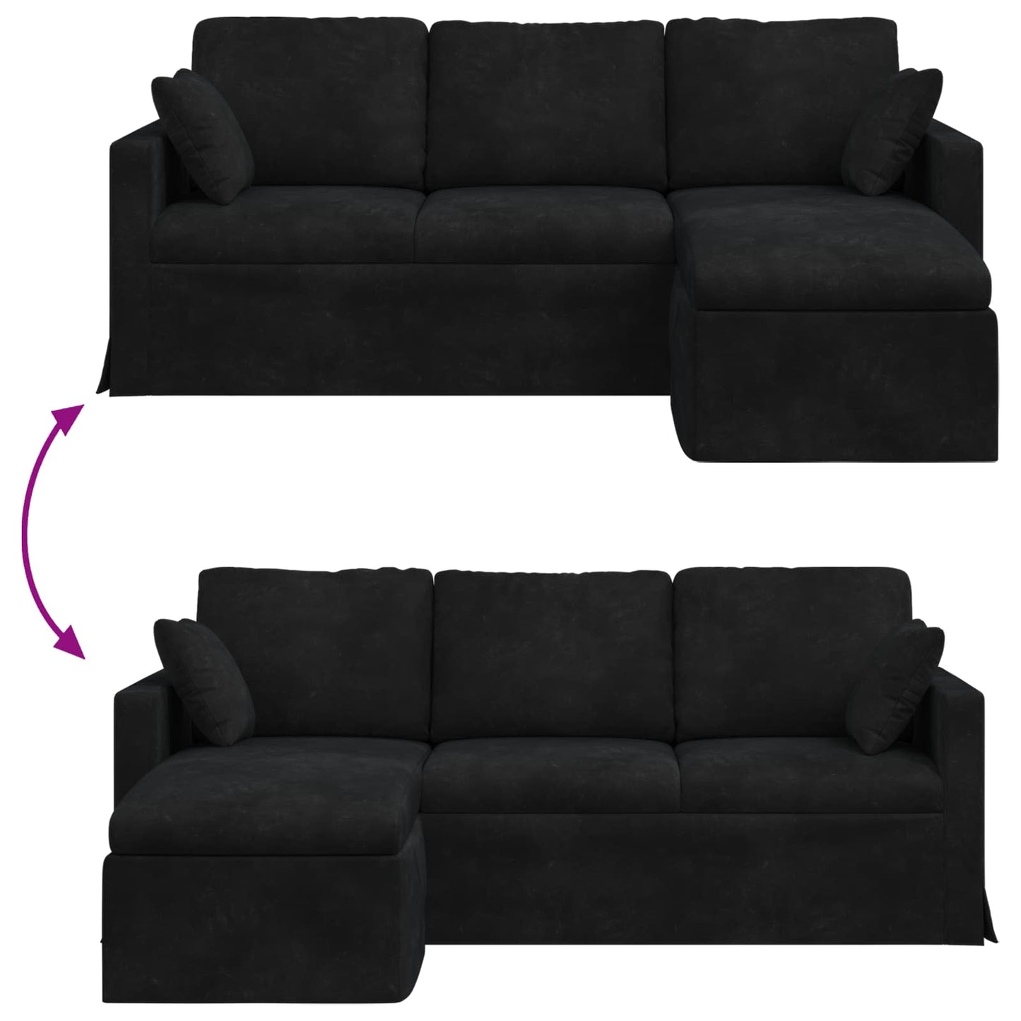 Sofa Schwarz 198 x 134 x 80 cm Samt