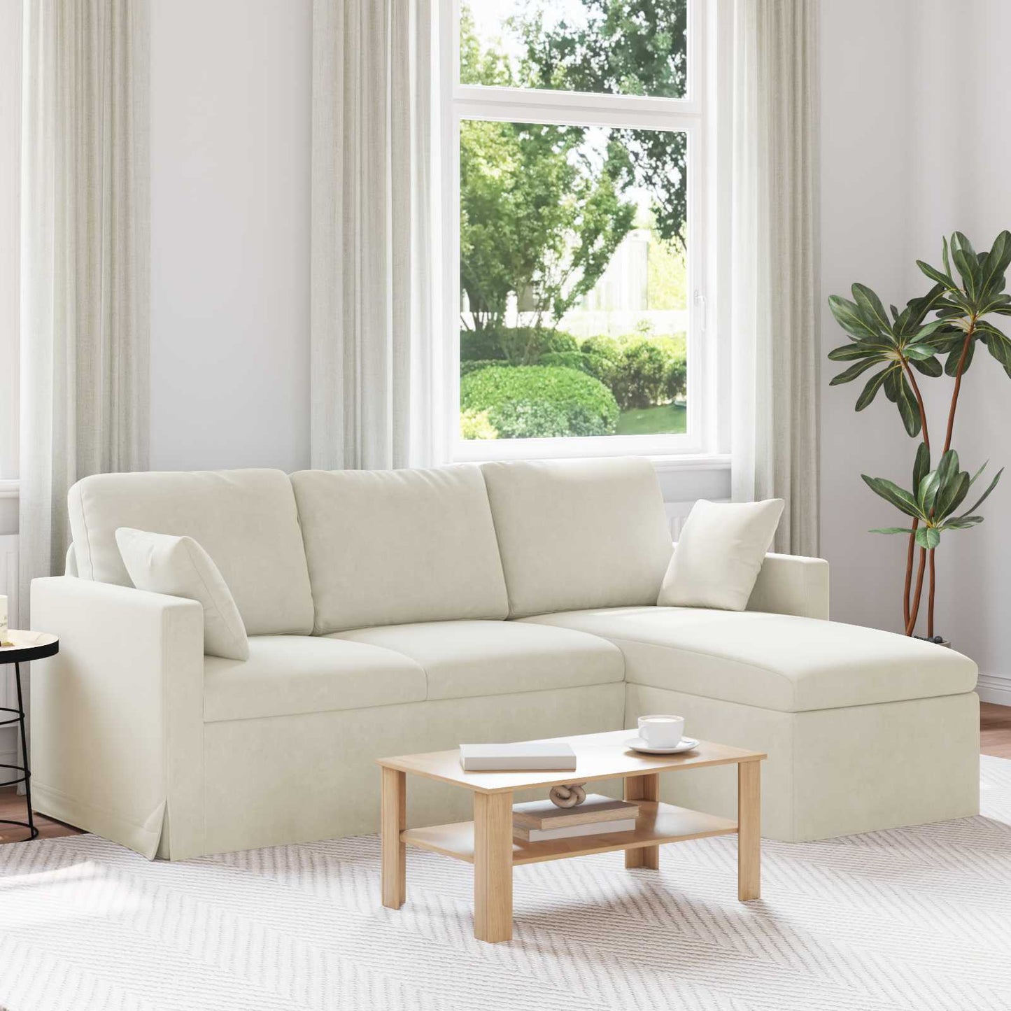 Sofa Creme 198 x 134 x 80 cm Samt