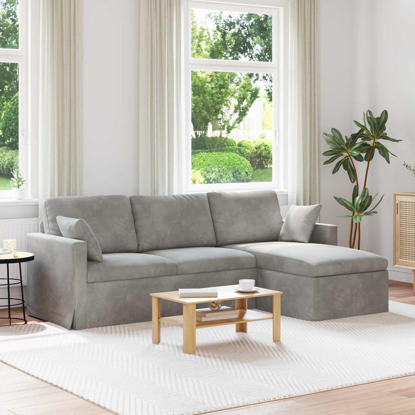 Sofa Hellgrau 228 x 134 x 80 cm Samt