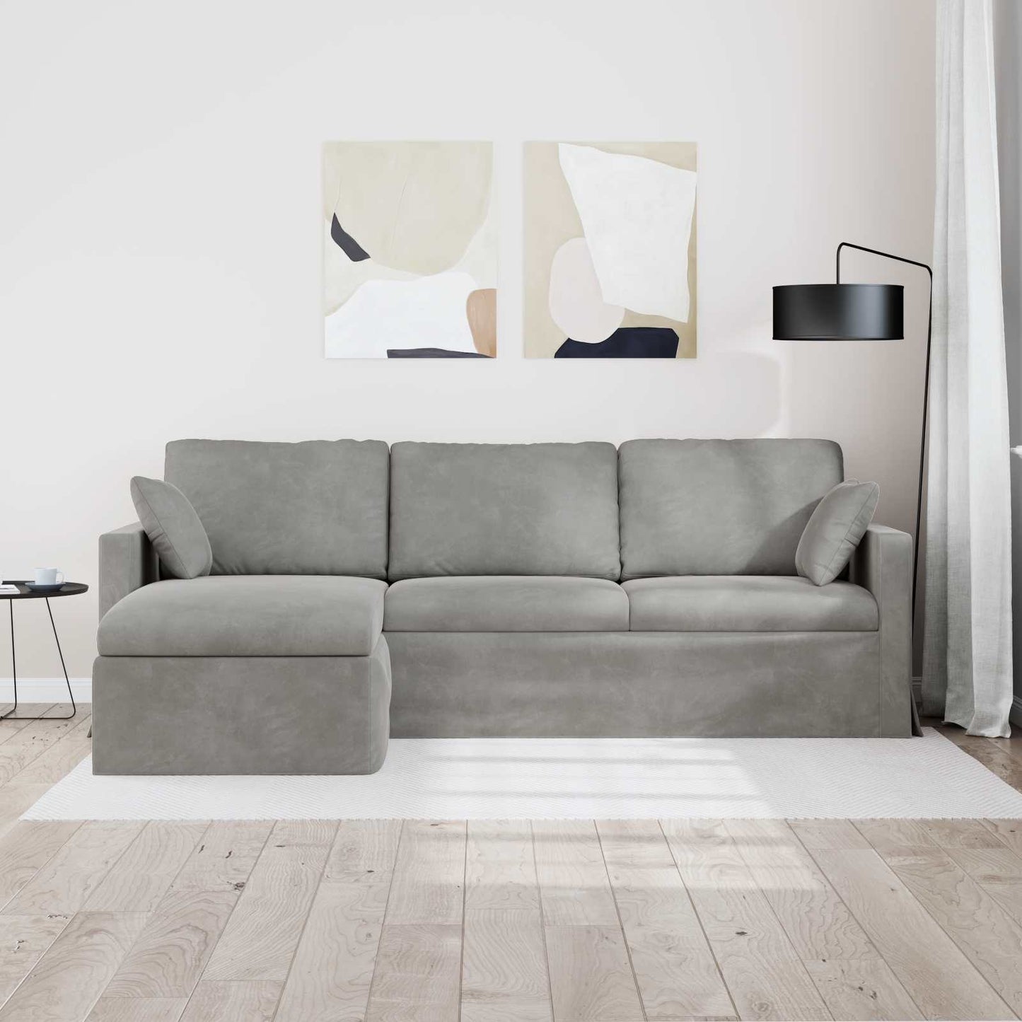 Sofa Hellgrau 228 x 134 x 80 cm Samt
