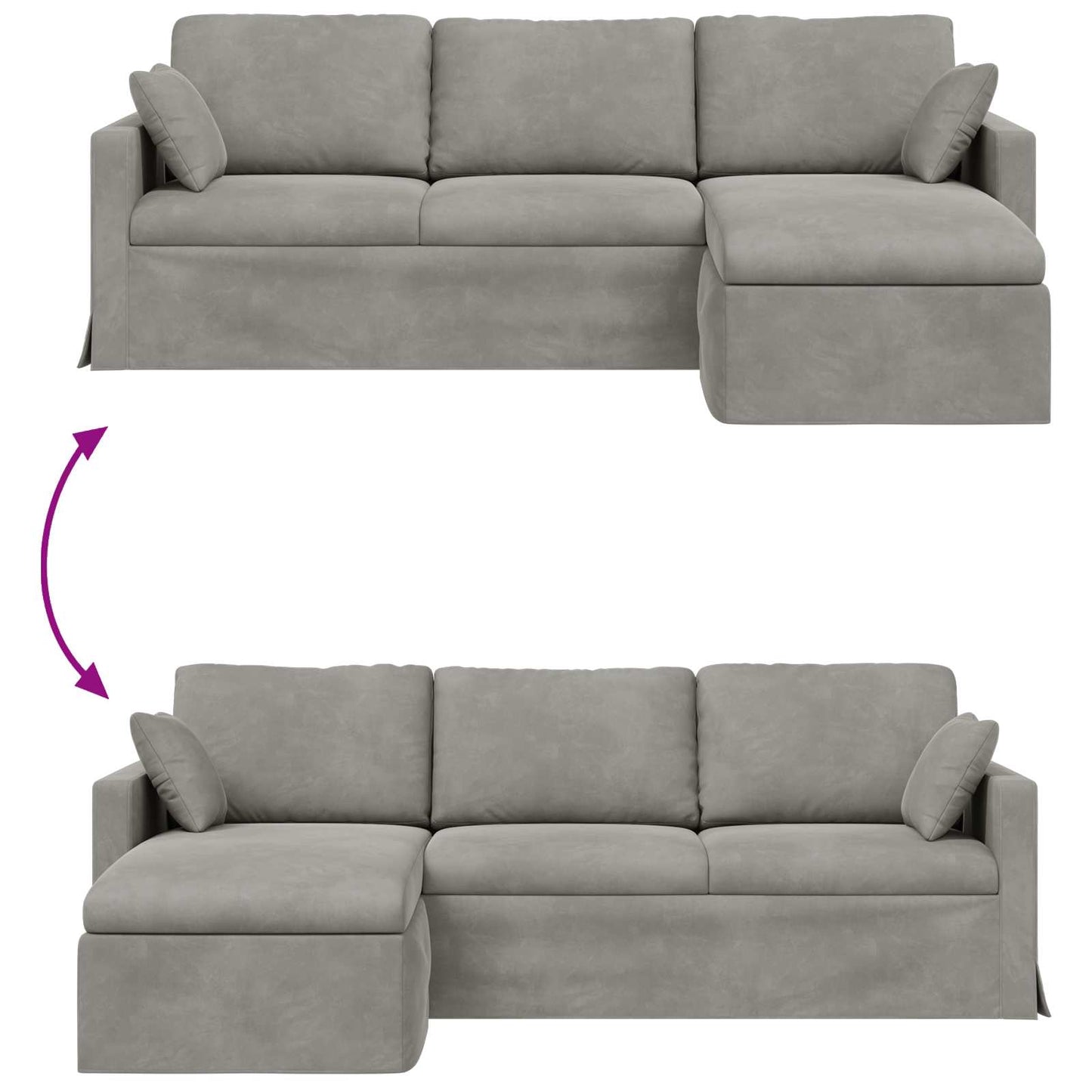 Sofa Hellgrau 228 x 134 x 80 cm Samt