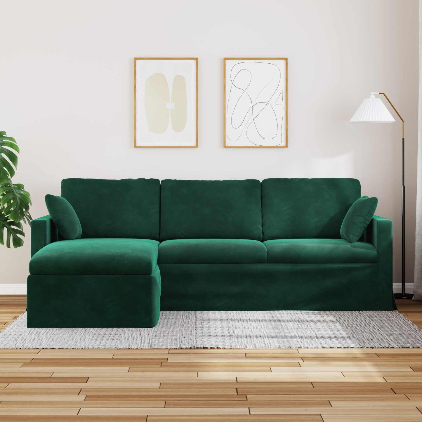 Sofa Dunkelgrün 228 x 134 x 80 cm Samt