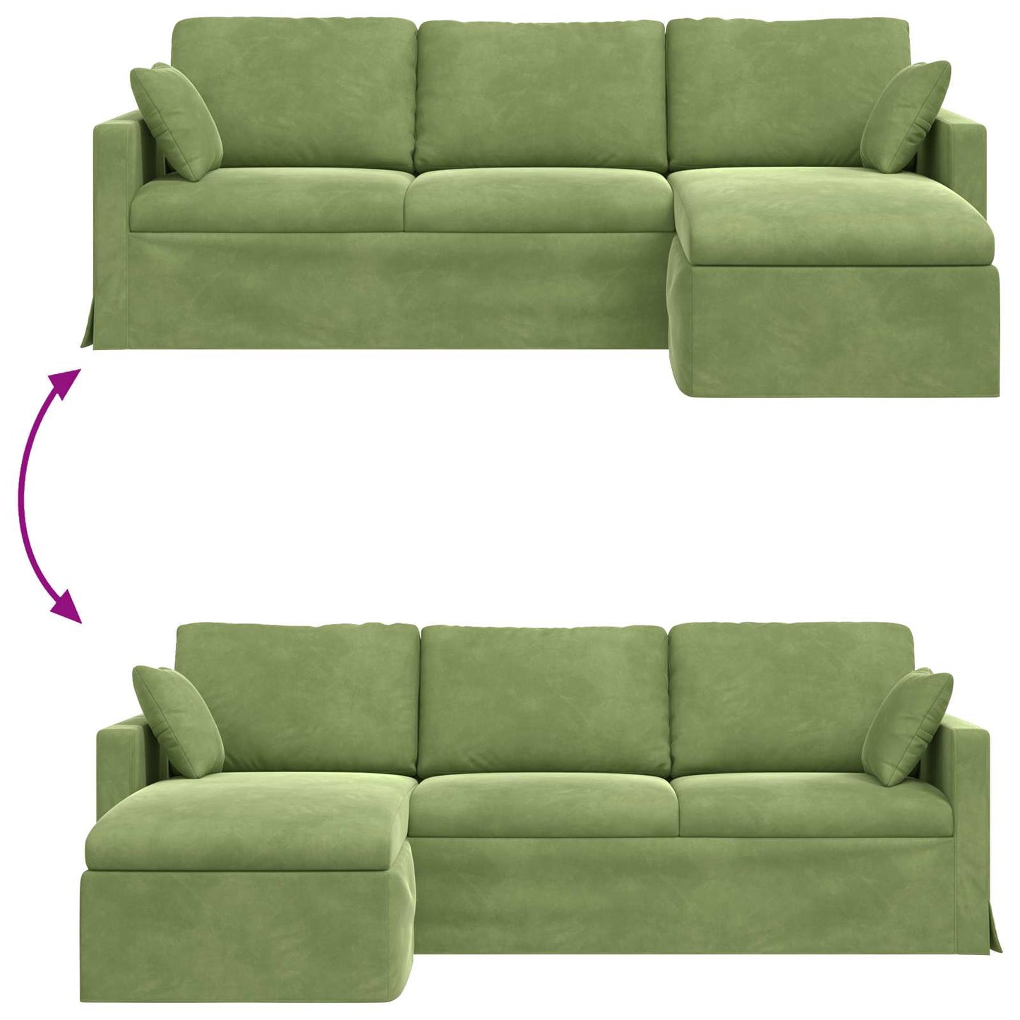 Sofa Hellgrün 228 x 134 x 80 cm Samt