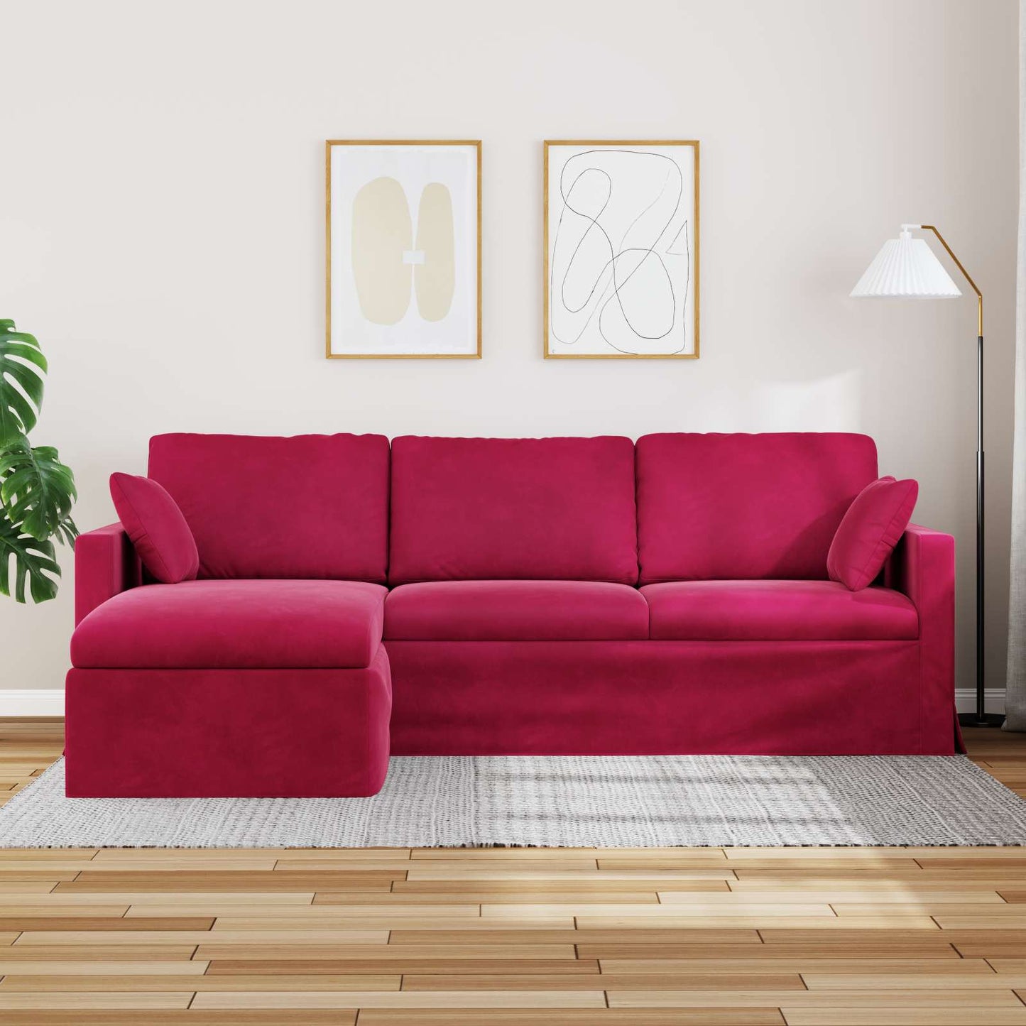 Sofa Weinrot 228 x 134 x 80 cm Samt