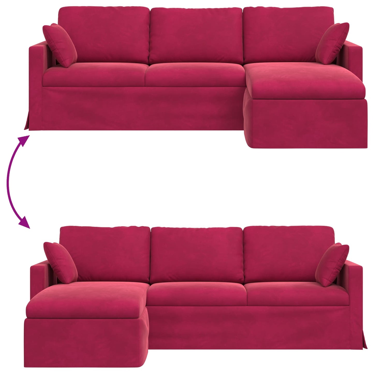 Sofa Weinrot 228 x 134 x 80 cm Samt
