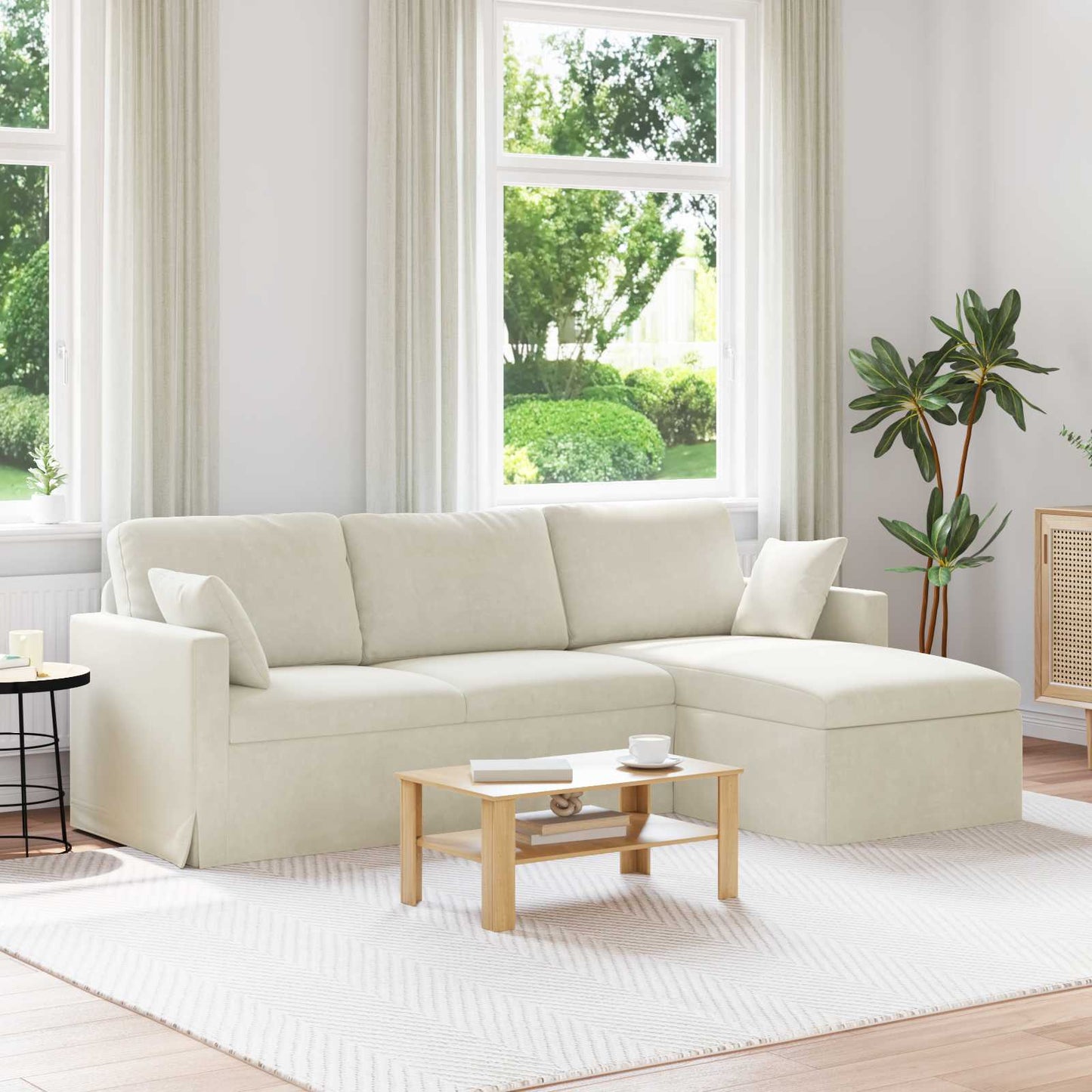 Sofa Creme 228 x 134 x 80 cm Samt
