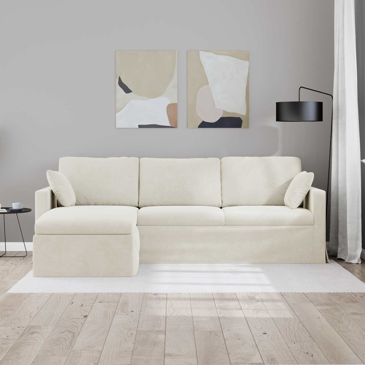 Sofa Creme 228 x 134 x 80 cm Samt