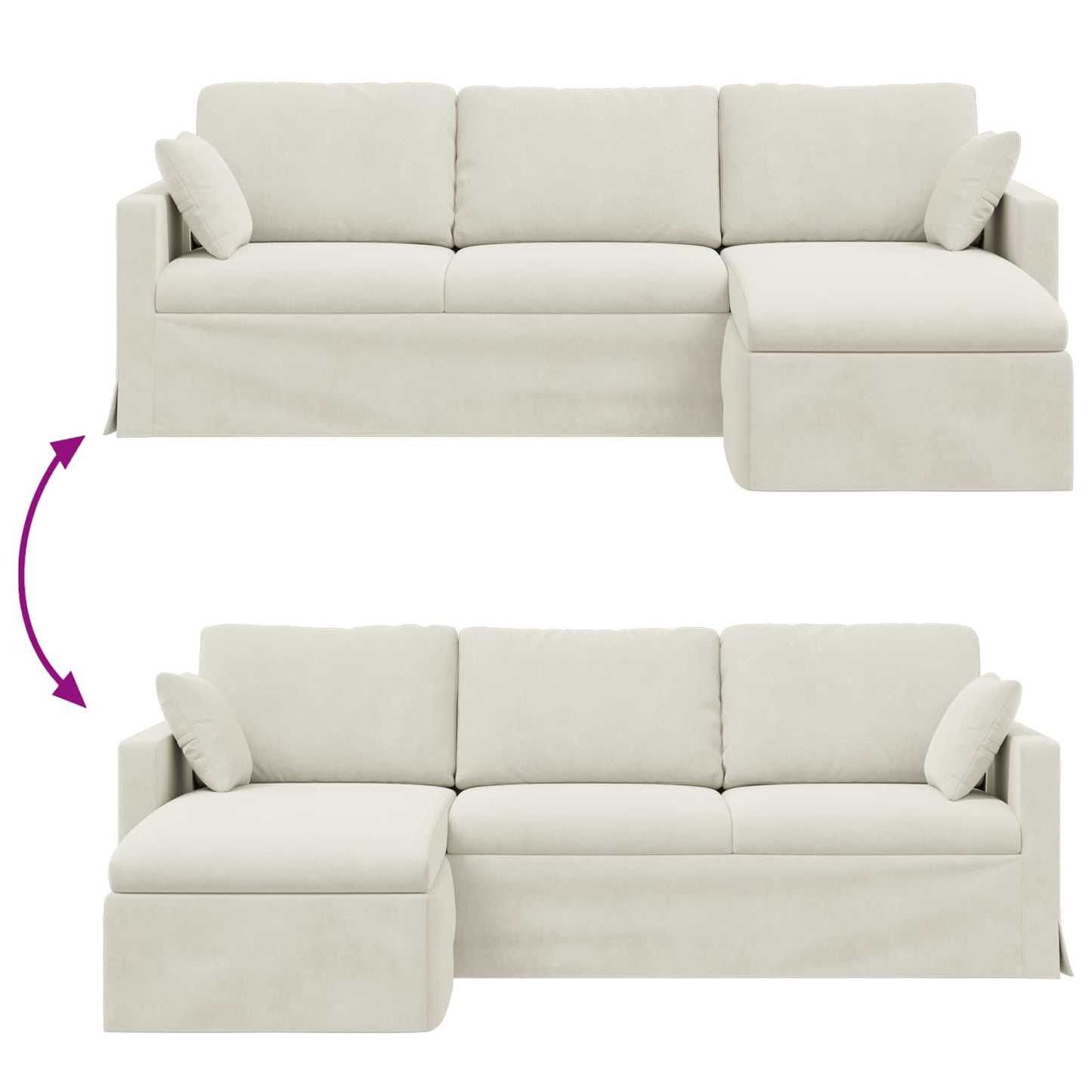 Sofa Creme 228 x 134 x 80 cm Samt