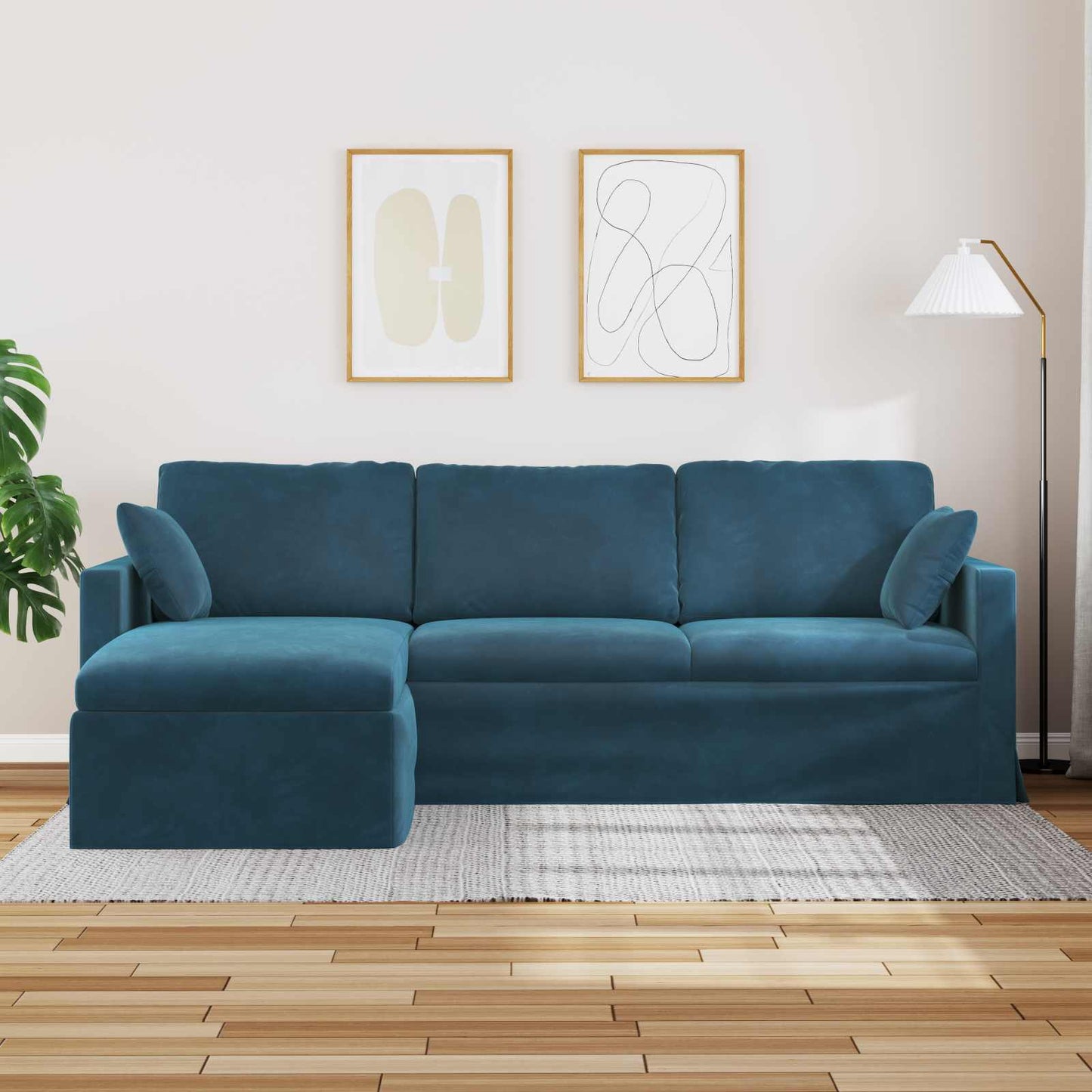 Sofa Blau 228 x 134 x 80 cm Samt