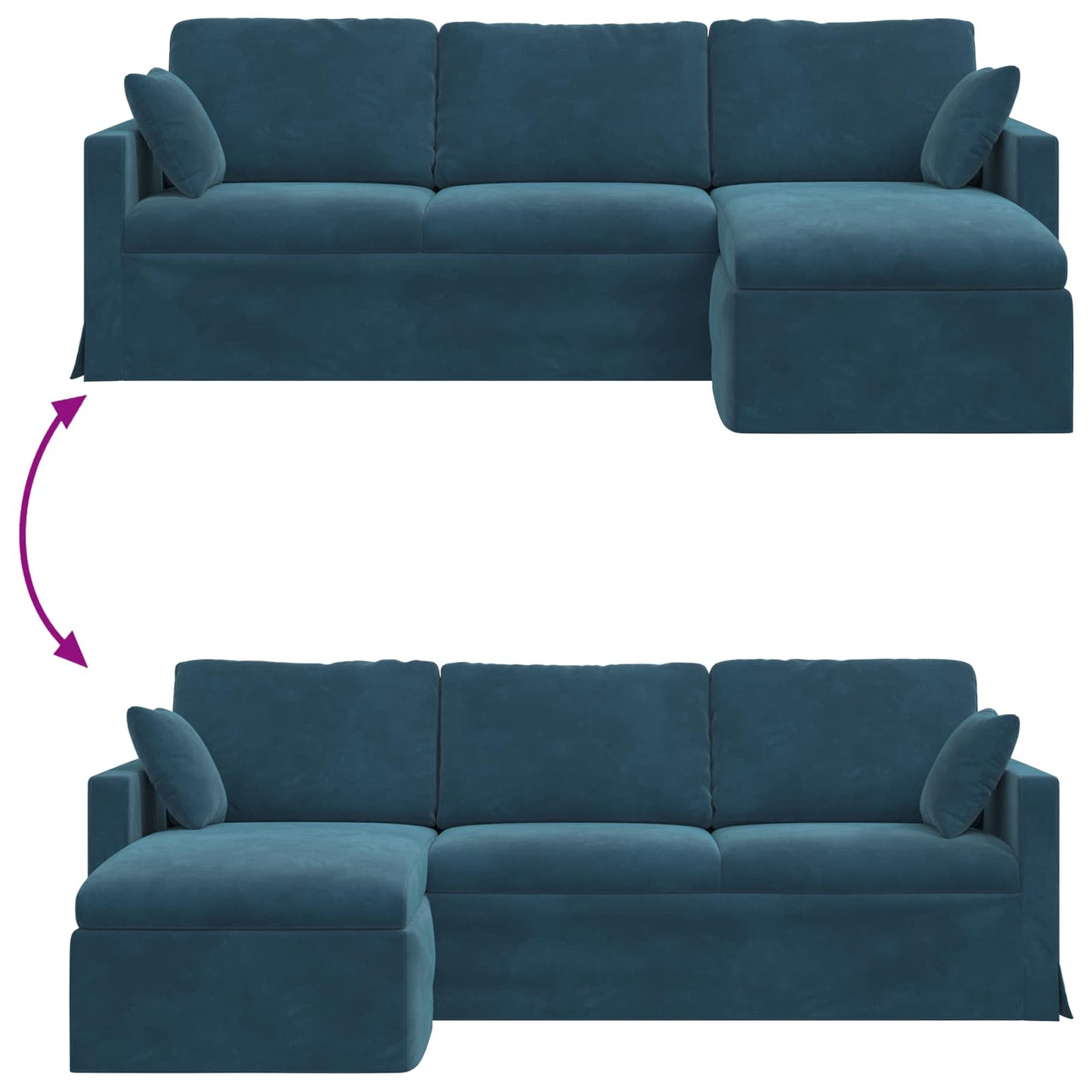 Sofa Blau 228 x 134 x 80 cm Samt