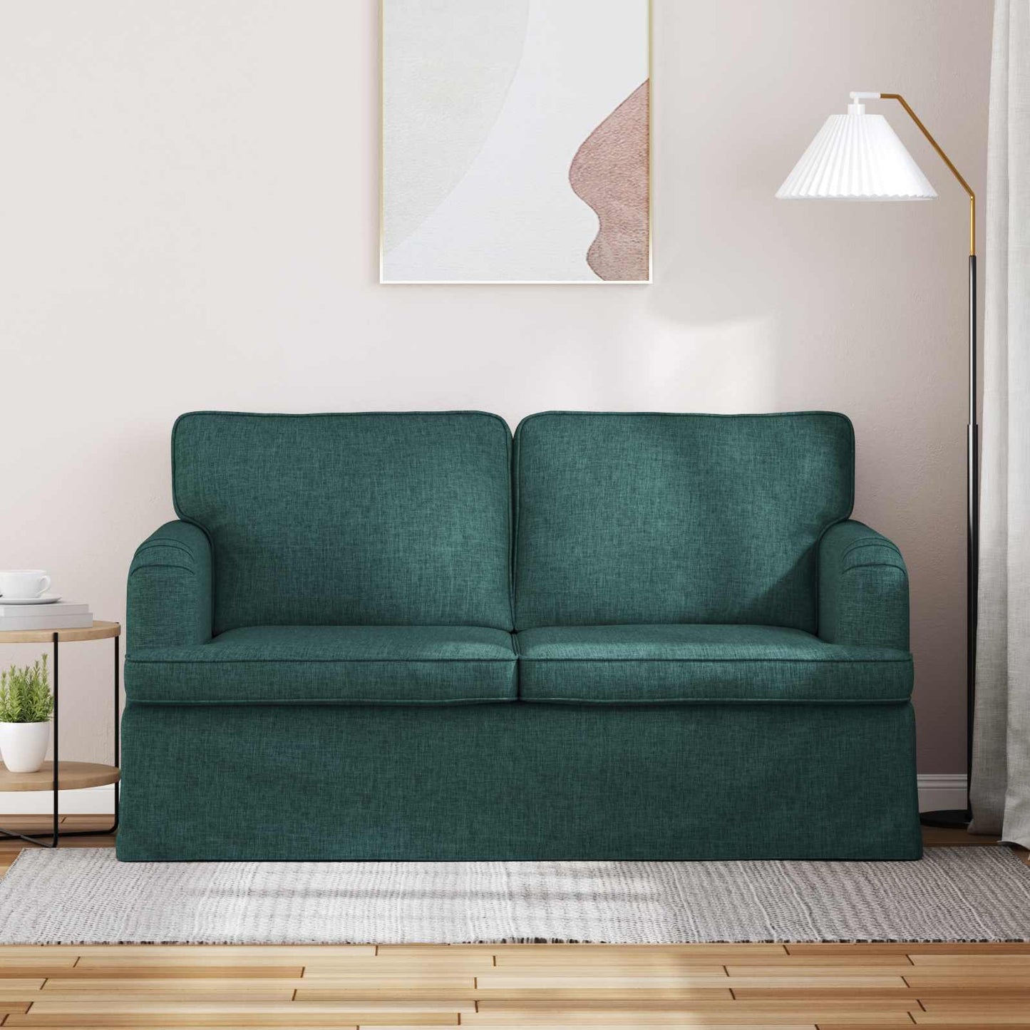 Sofa Dunkelgrün 144 x 80 x 85 cm Stoff