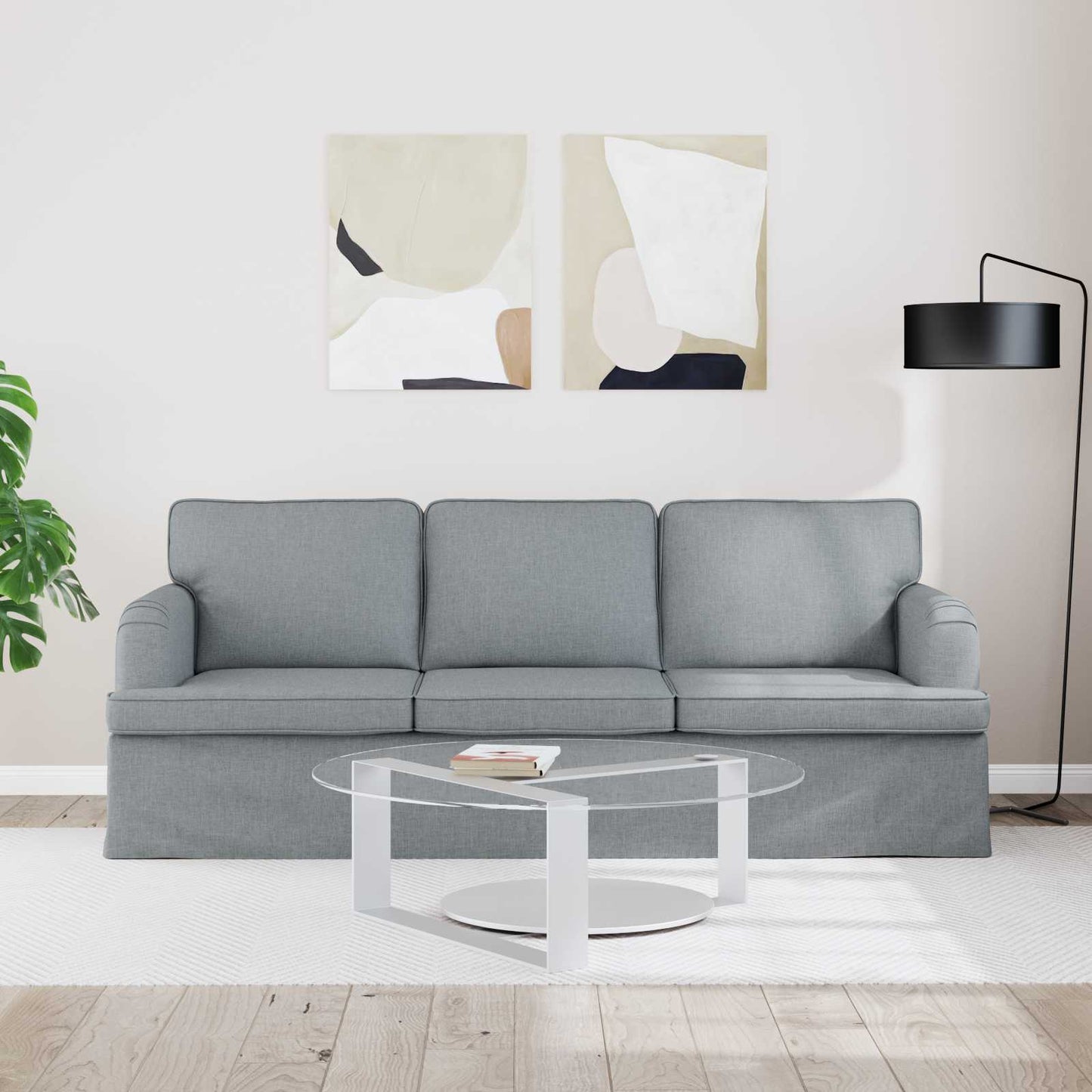 Sofa Hellgrau 201 x 80 x 85 cm Stoff