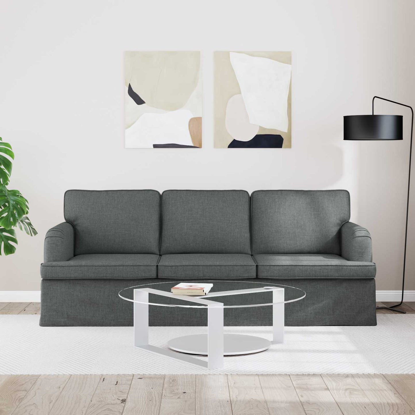Sofa Dunkelgrau 201 x 80 x 85 cm Stoff