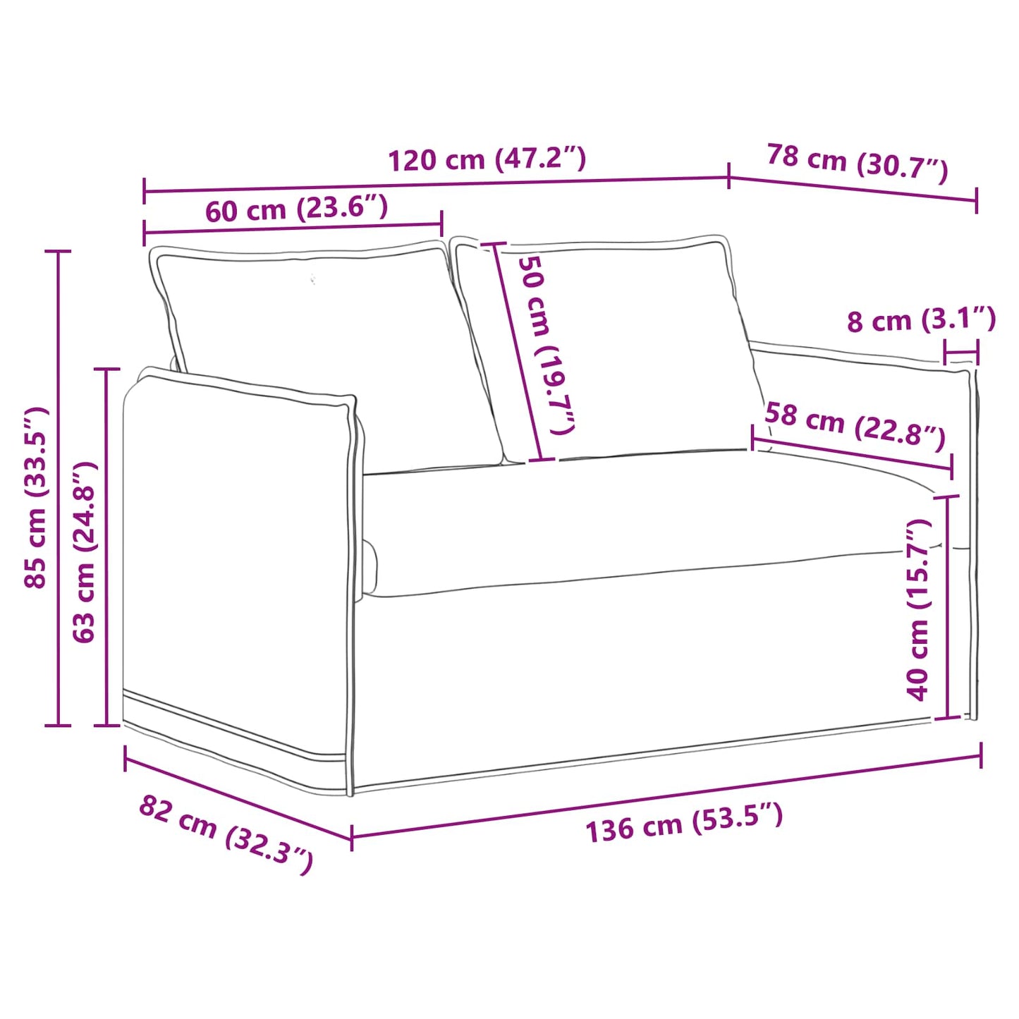 Sofa Dunkelgrün 136 x 82 x 85 cm Stoff