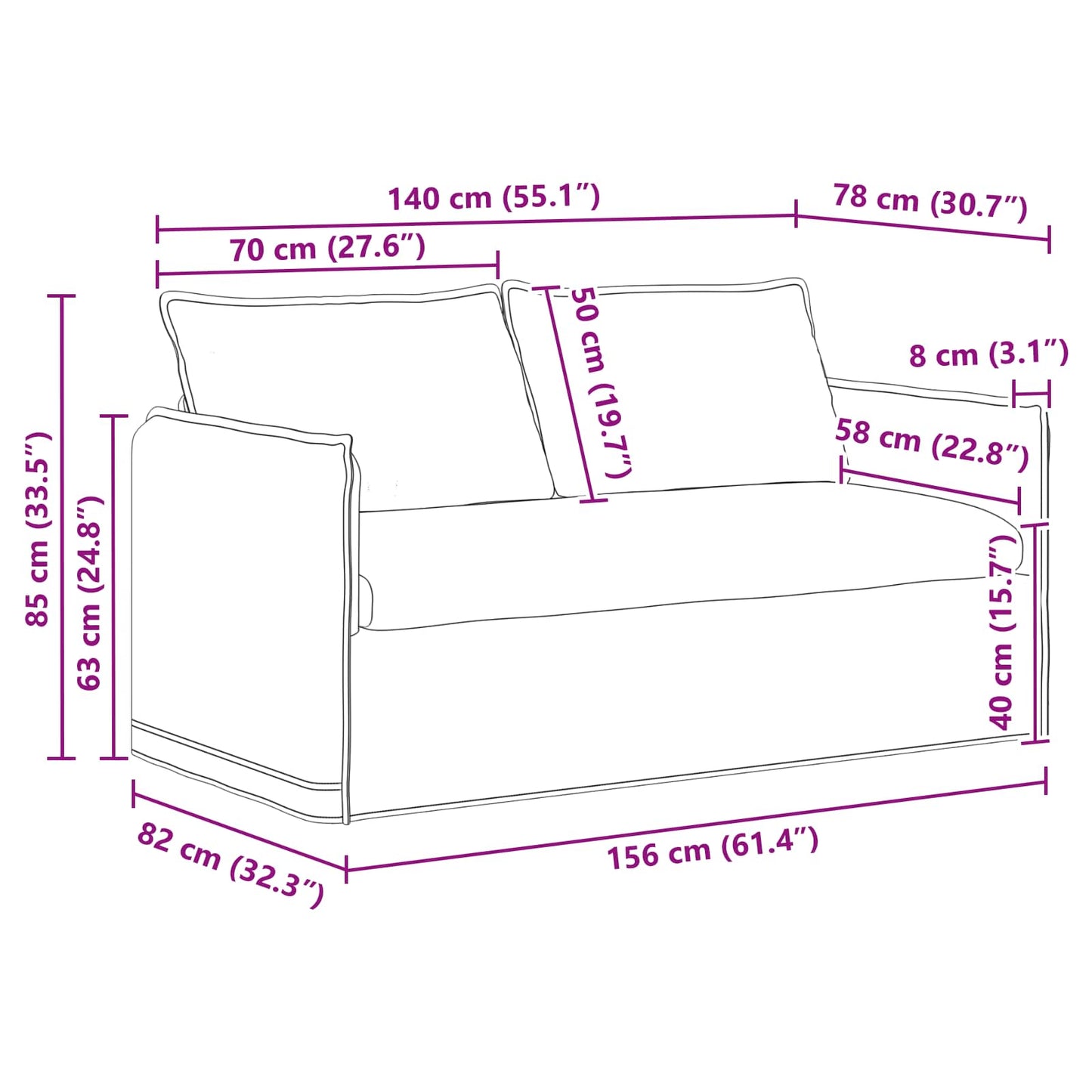 Sofa Creme 156 x 82 x 85 cm Stoff