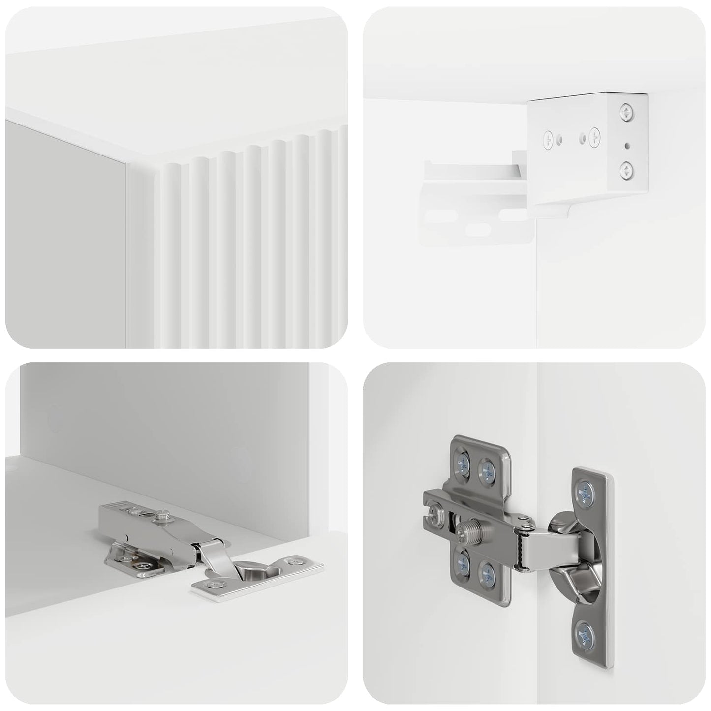 TV-Wandregal-Set Wandmontiert 4 pcs Weiß Holzwerkstoff