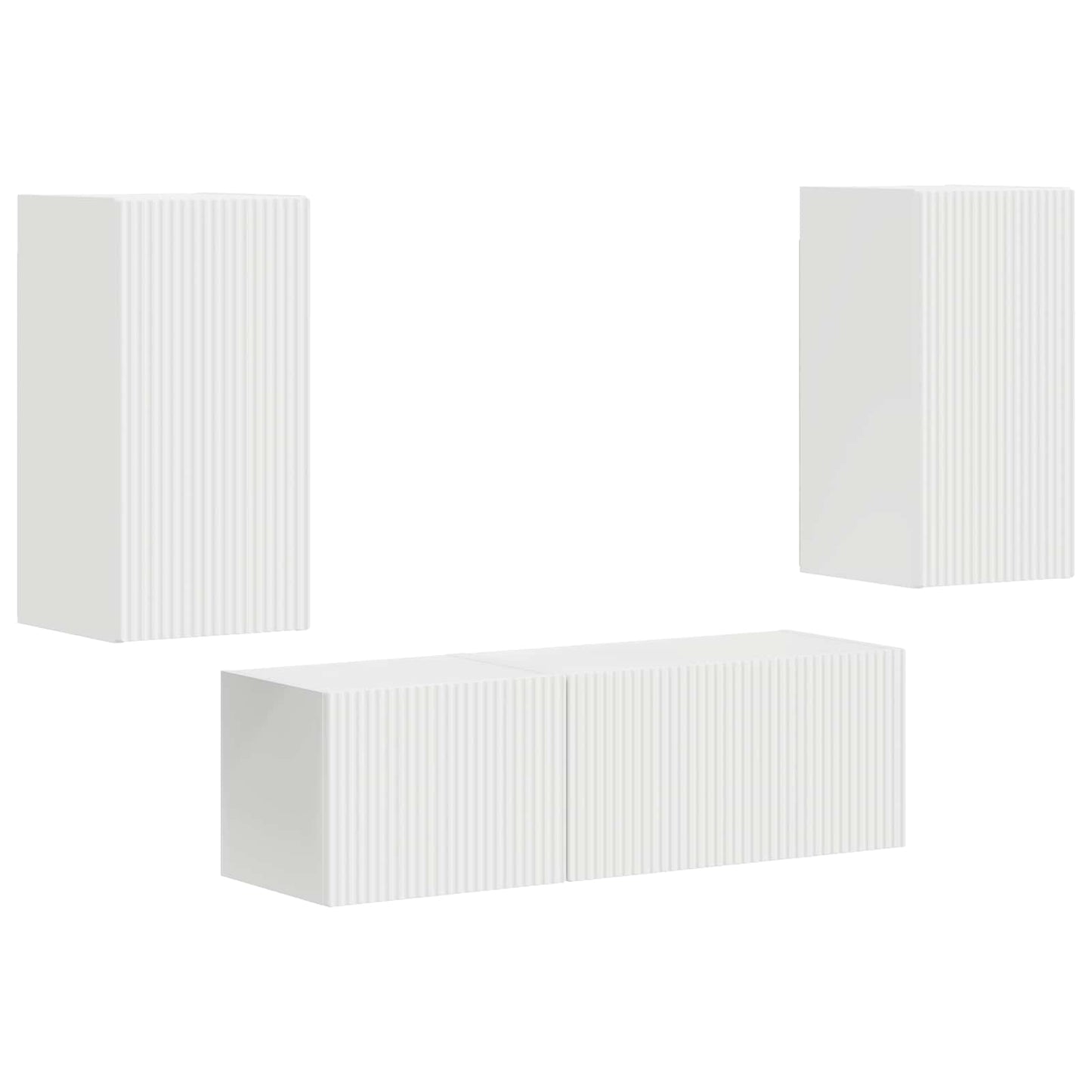 TV-Wandregal-Set Wandmontiert 4 pcs Weiß Holzwerkstoff