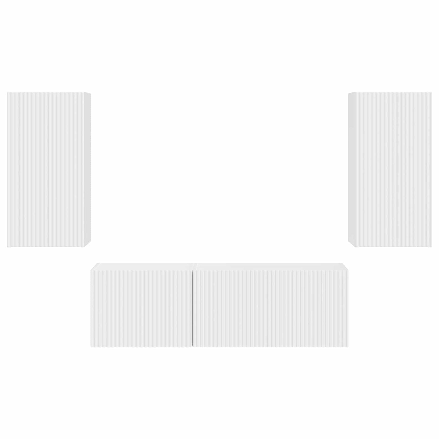 TV-Wandregal-Set Wandmontiert 4 pcs Weiß Holzwerkstoff