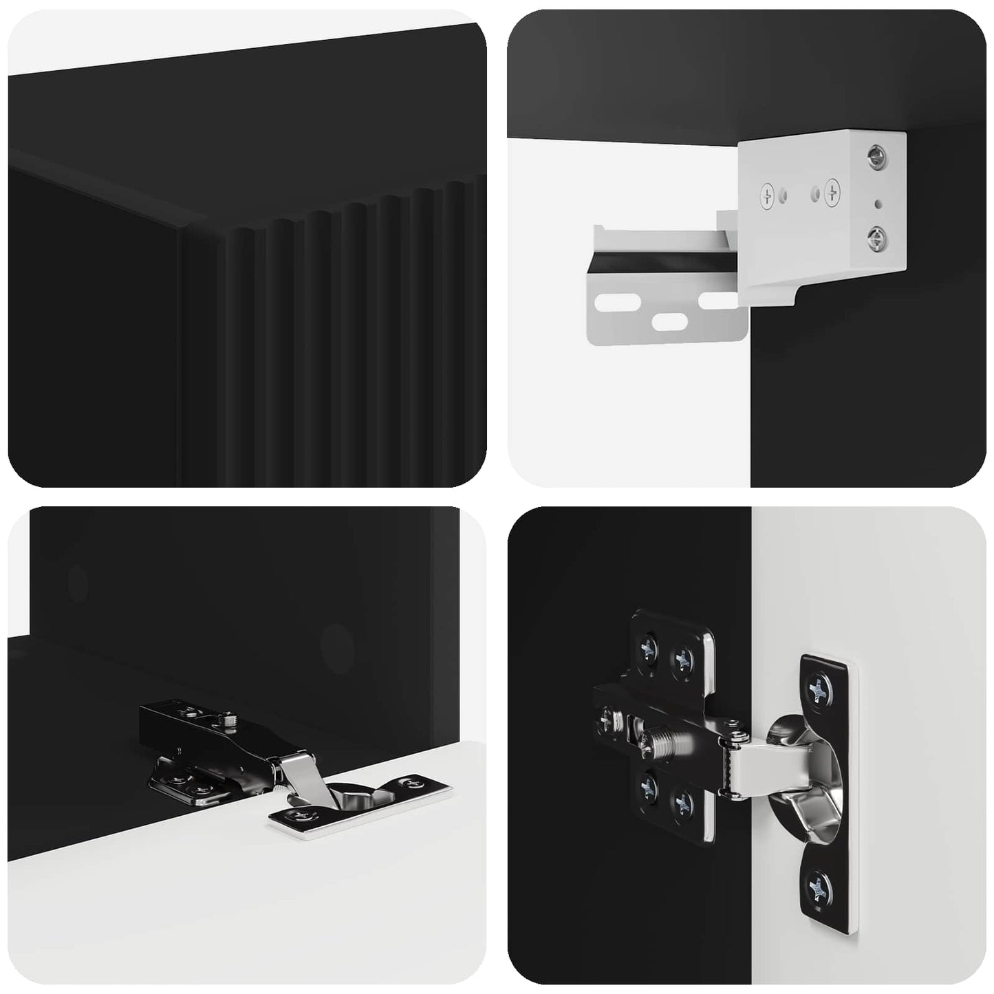 TV-Wandregal-Set Wandmontiert 4 pcs Schwarz Holzwerkstoff