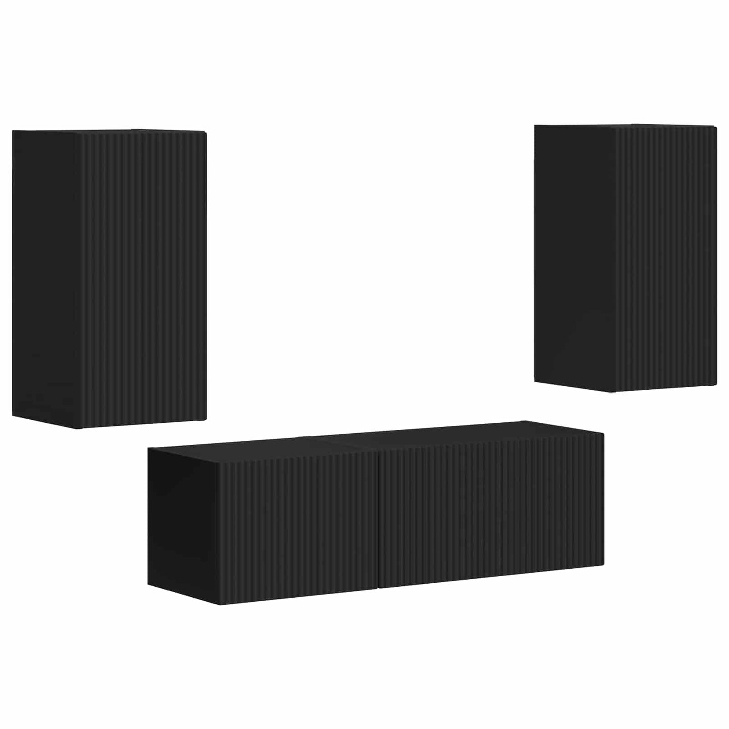TV-Wandregal-Set Wandmontiert 4 pcs Schwarz Holzwerkstoff