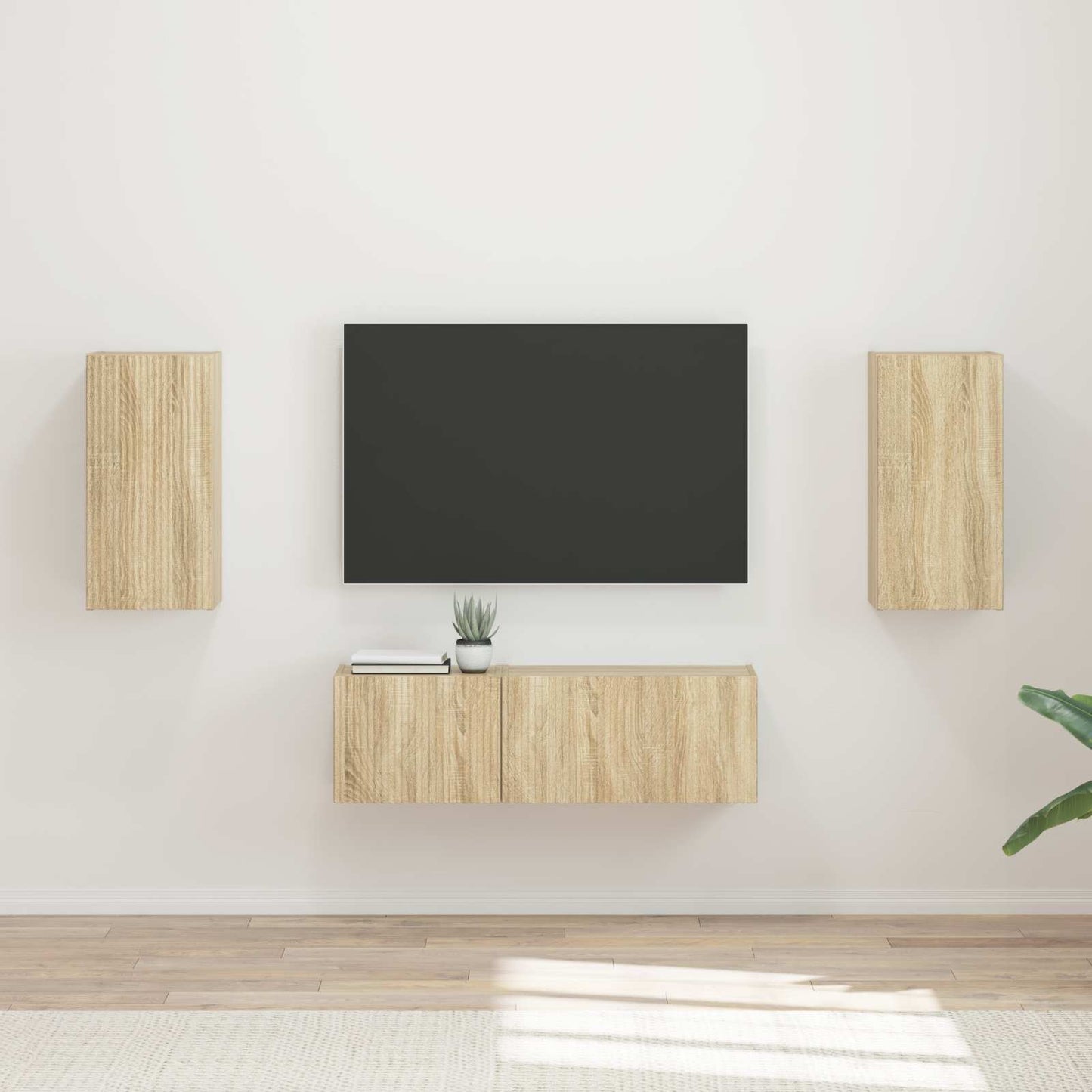 TV-Wandregal-Set Wandmontiert 4 pcs Sonoma-Eiche Holzwerkstoff